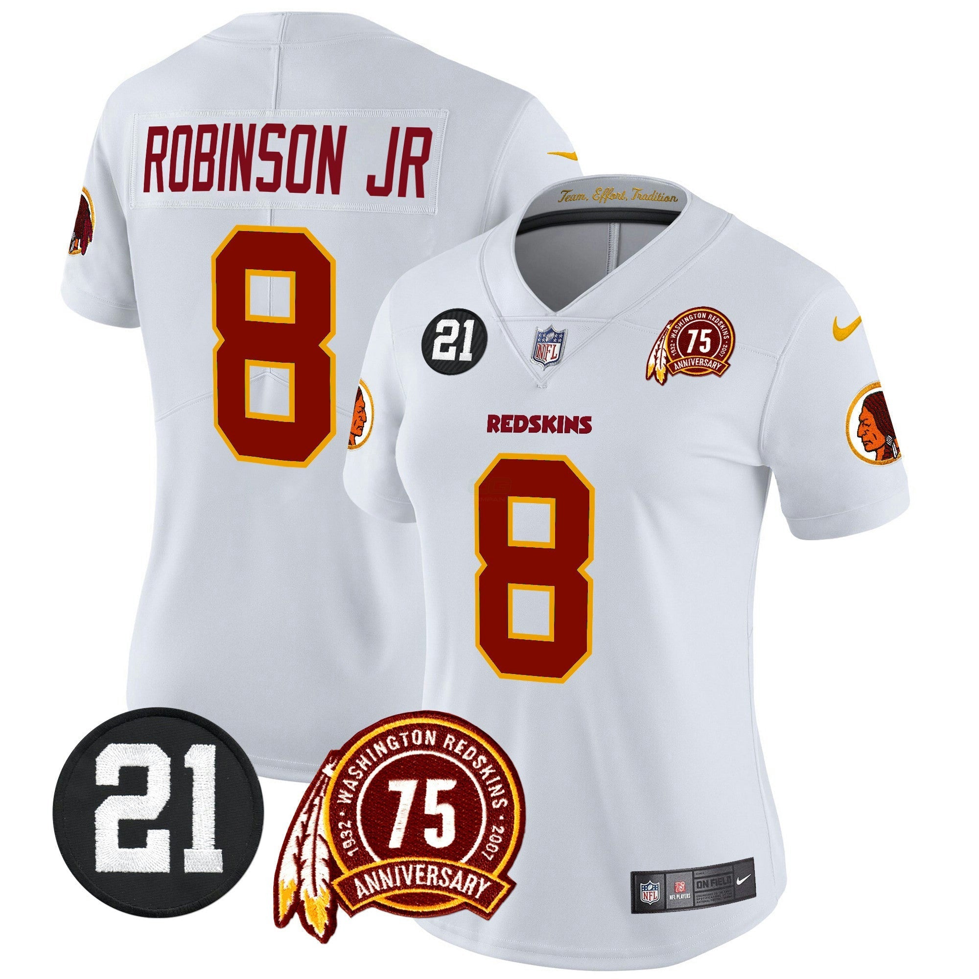 Camisa NFL Women’s Washington Redskins 75th & Sean Taylor Patch Vapor Limited Jersey