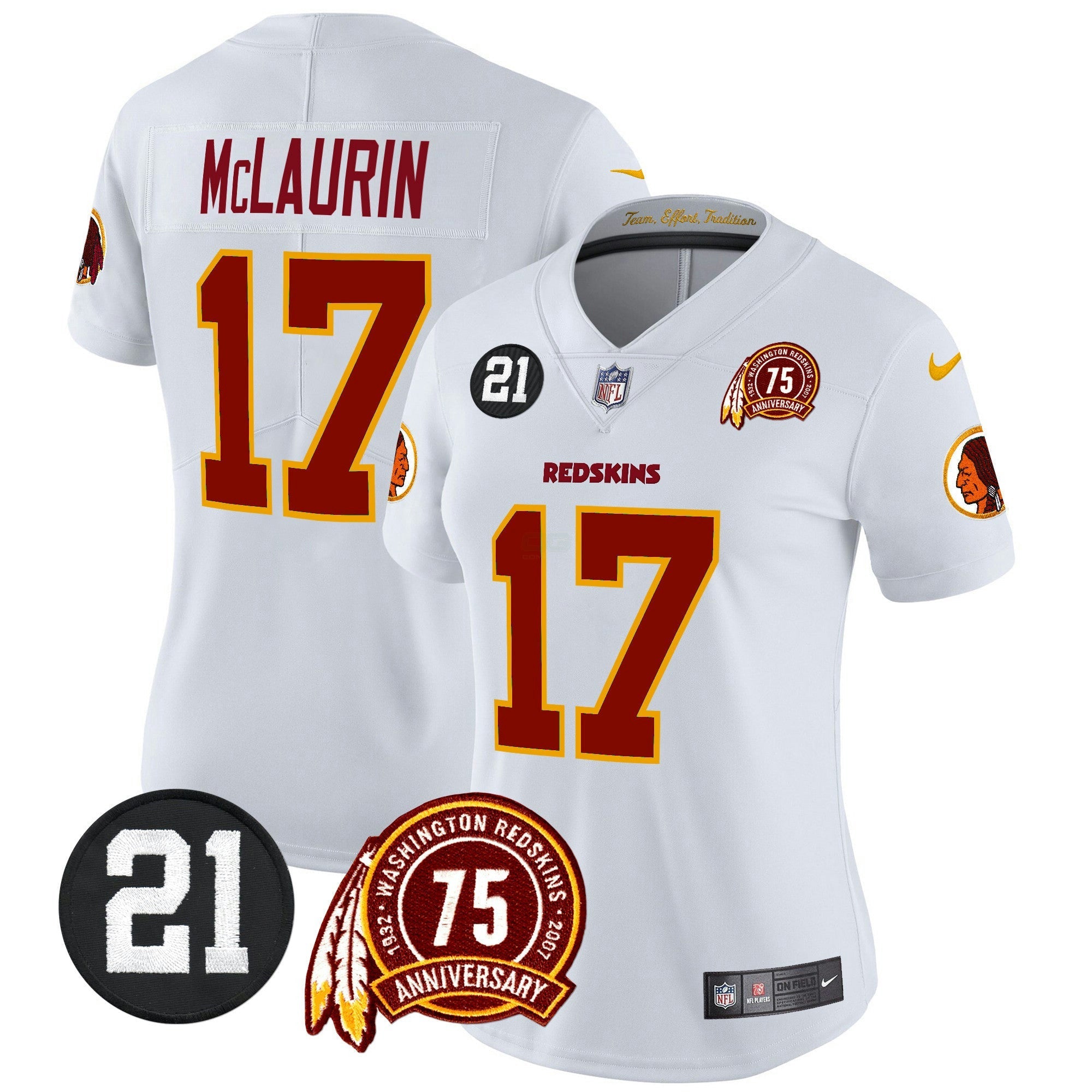 Camisa NFL Women’s Washington Redskins 75th & Sean Taylor Patch Vapor Limited Jersey