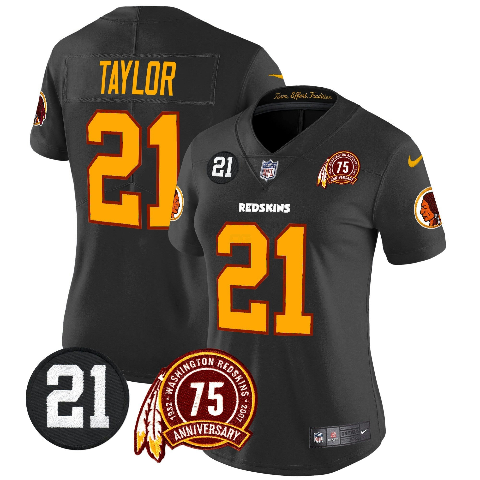 Camisa NFL Women’s Washington Redskins 75th & Sean Taylor Patch Vapor Limited Jersey