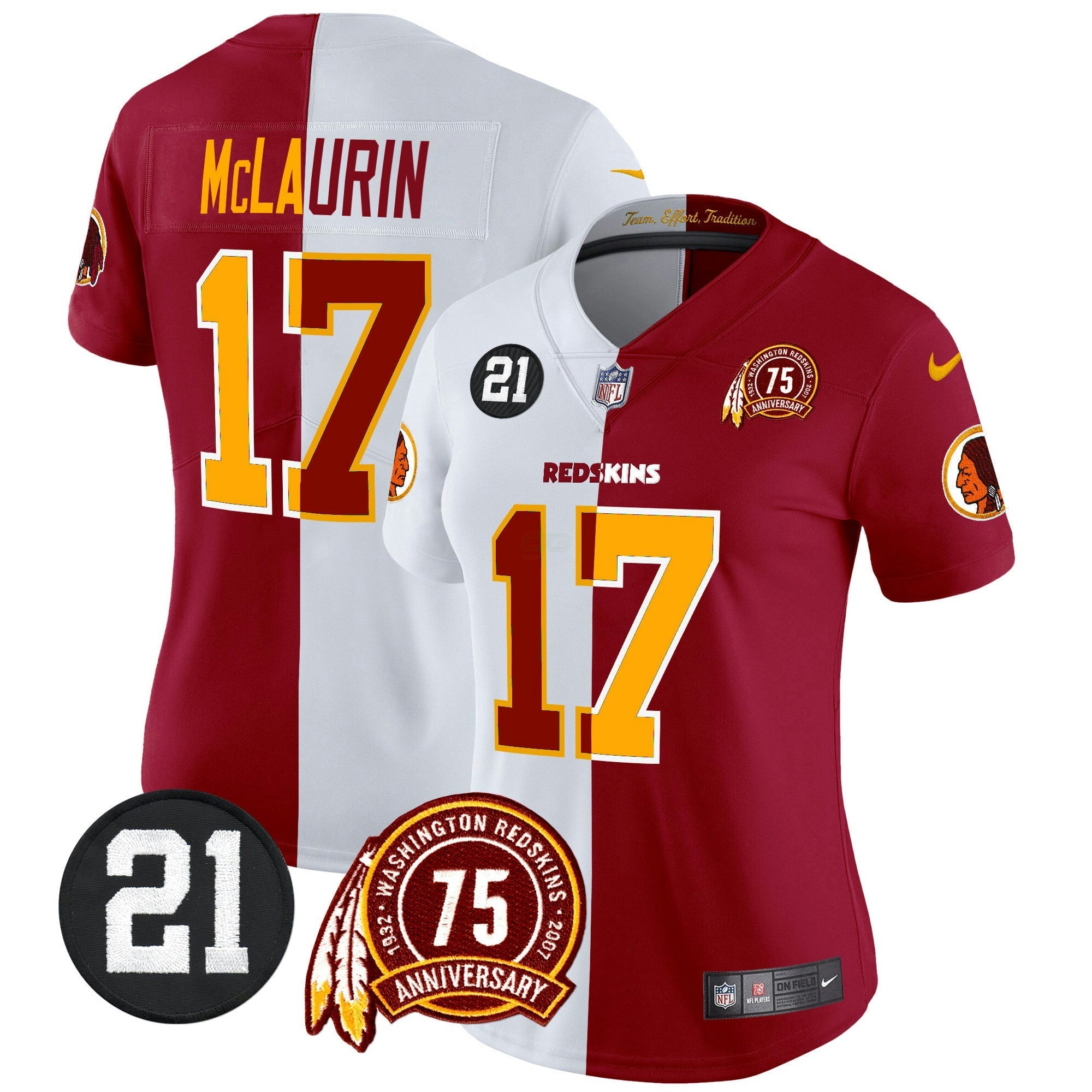 Camisa NFL Women’s Washington Redskins 75th & Sean Taylor Patch Vapor Limited Jersey