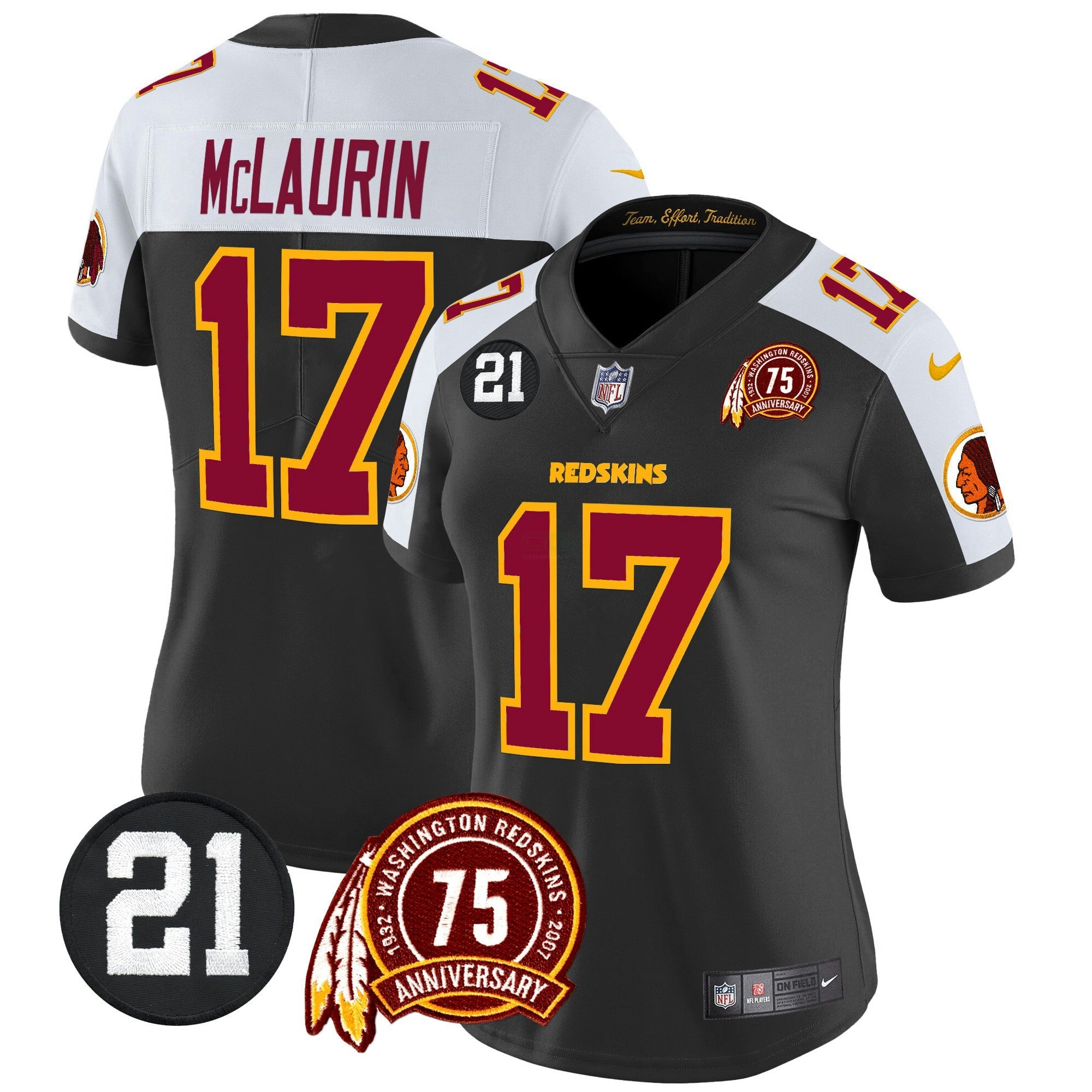 Camisa NFL Women’s Washington Redskins 75th & Sean Taylor Patch Vapor Limited Jersey V2