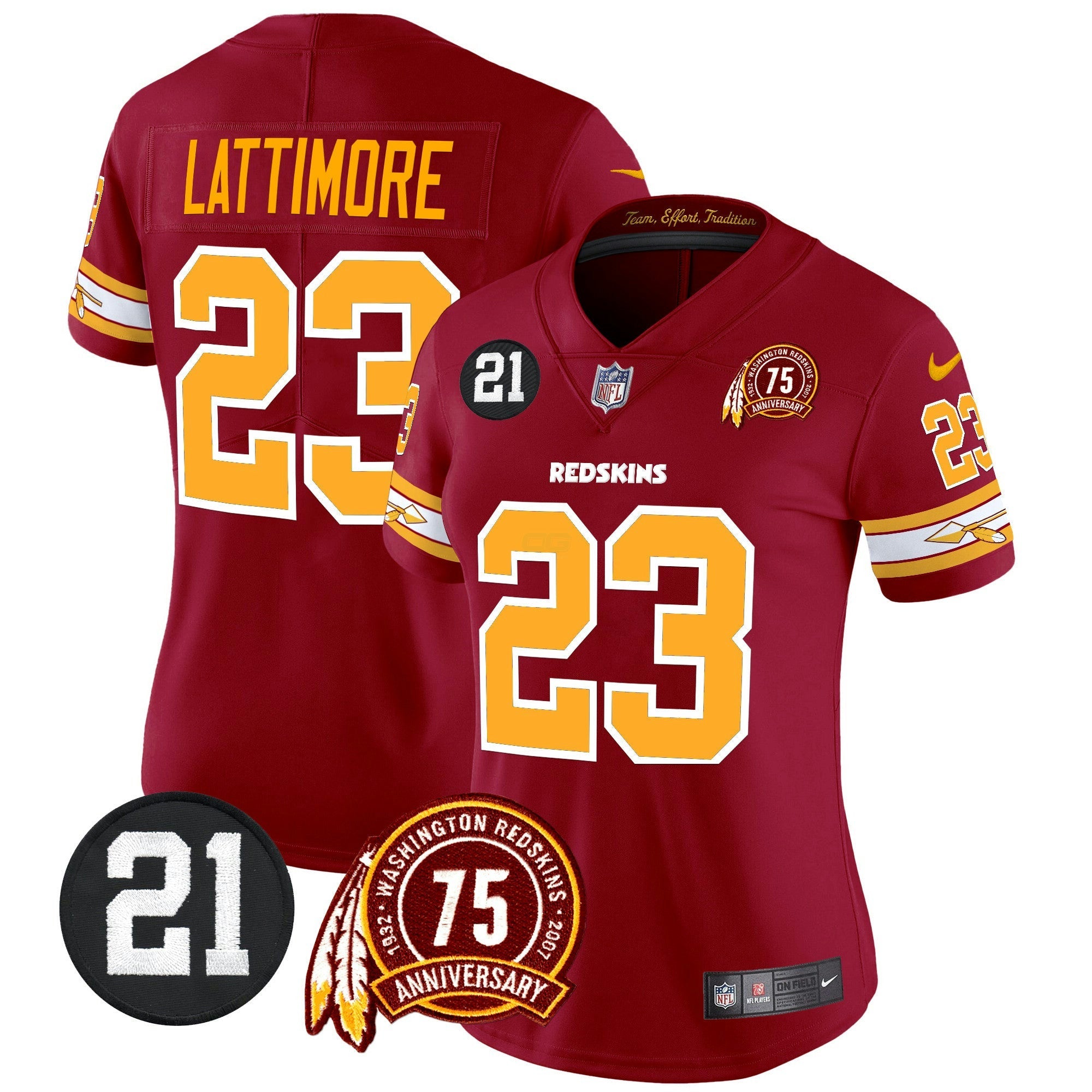 Camisa NFL Women’s Washington Redskins 75th & Sean Taylor Patch Vapor Limited Jersey V2