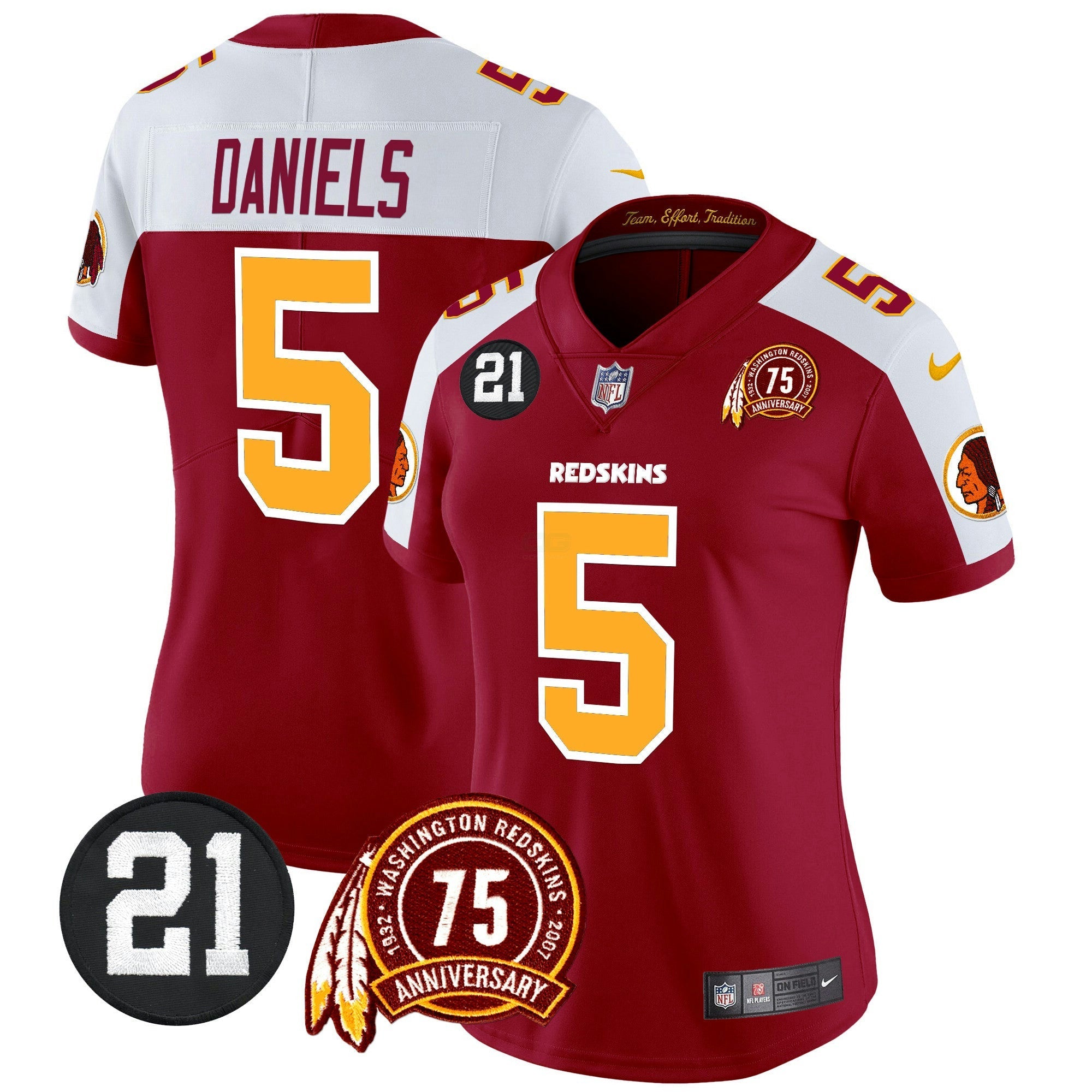 Camisa NFL Women’s Washington Redskins 75th & Sean Taylor Patch Vapor Limited Jersey V2