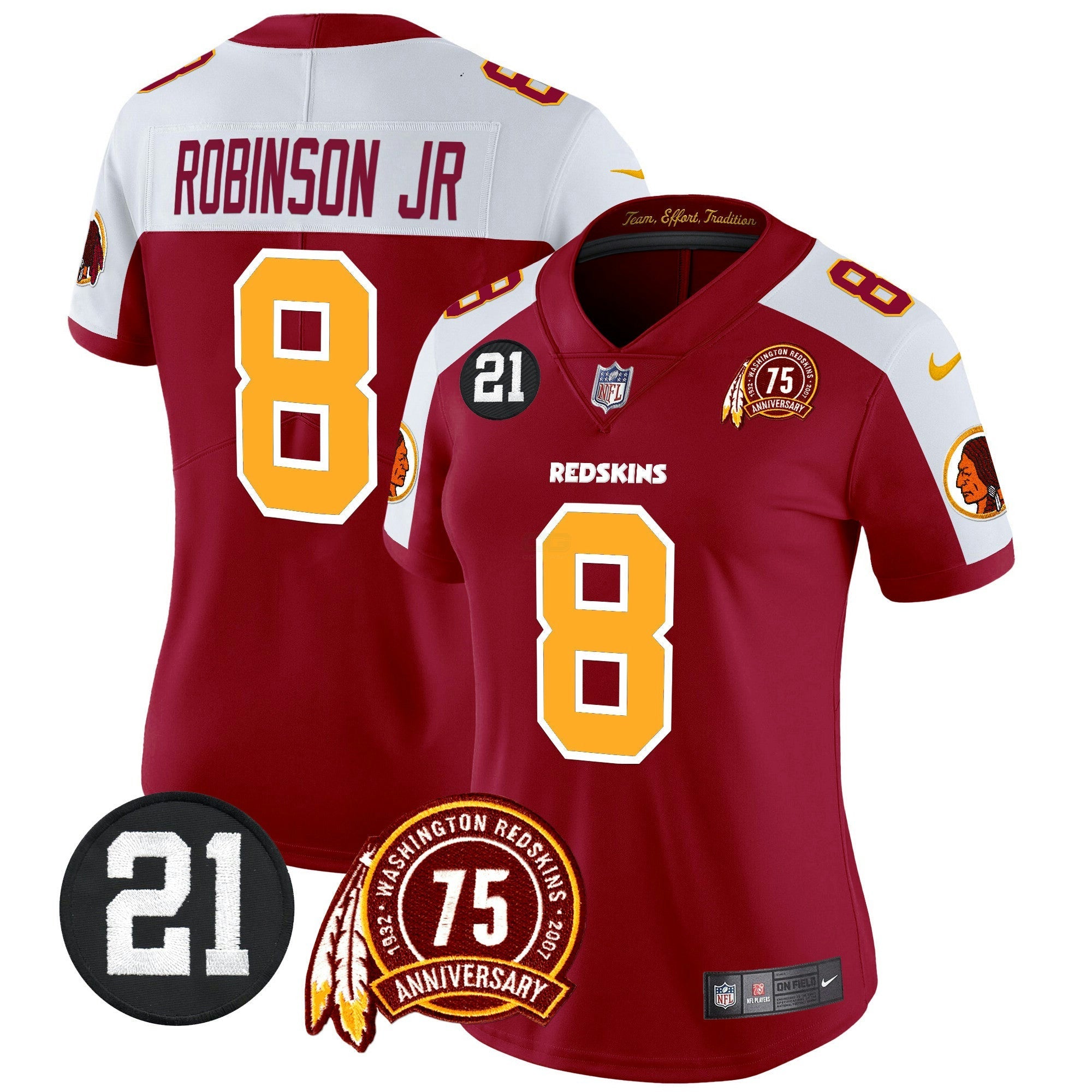 Camisa NFL Women’s Washington Redskins 75th & Sean Taylor Patch Vapor Limited Jersey V2