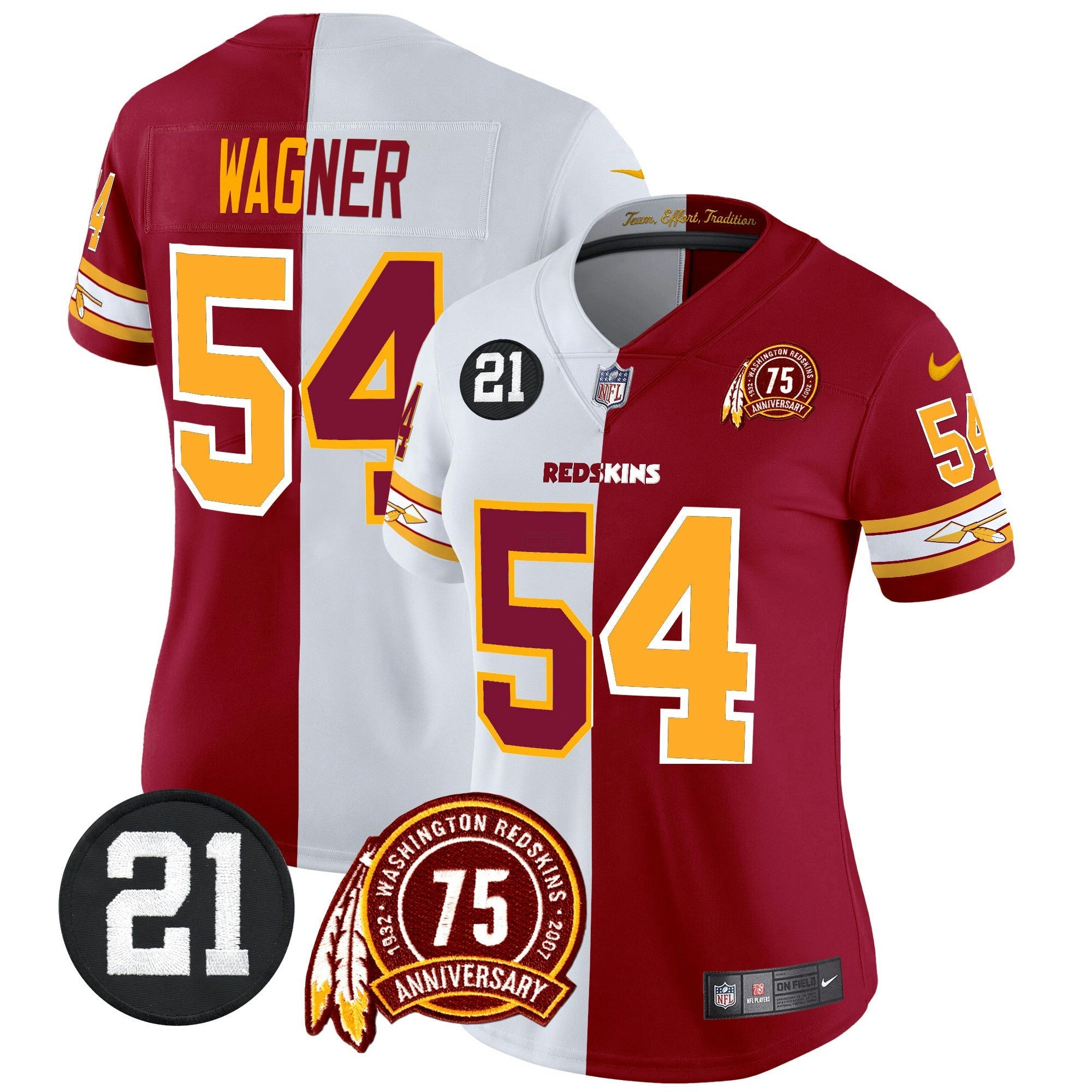Camisa NFL Women’s Washington Redskins 75th & Sean Taylor Patch Vapor Limited Jersey V2