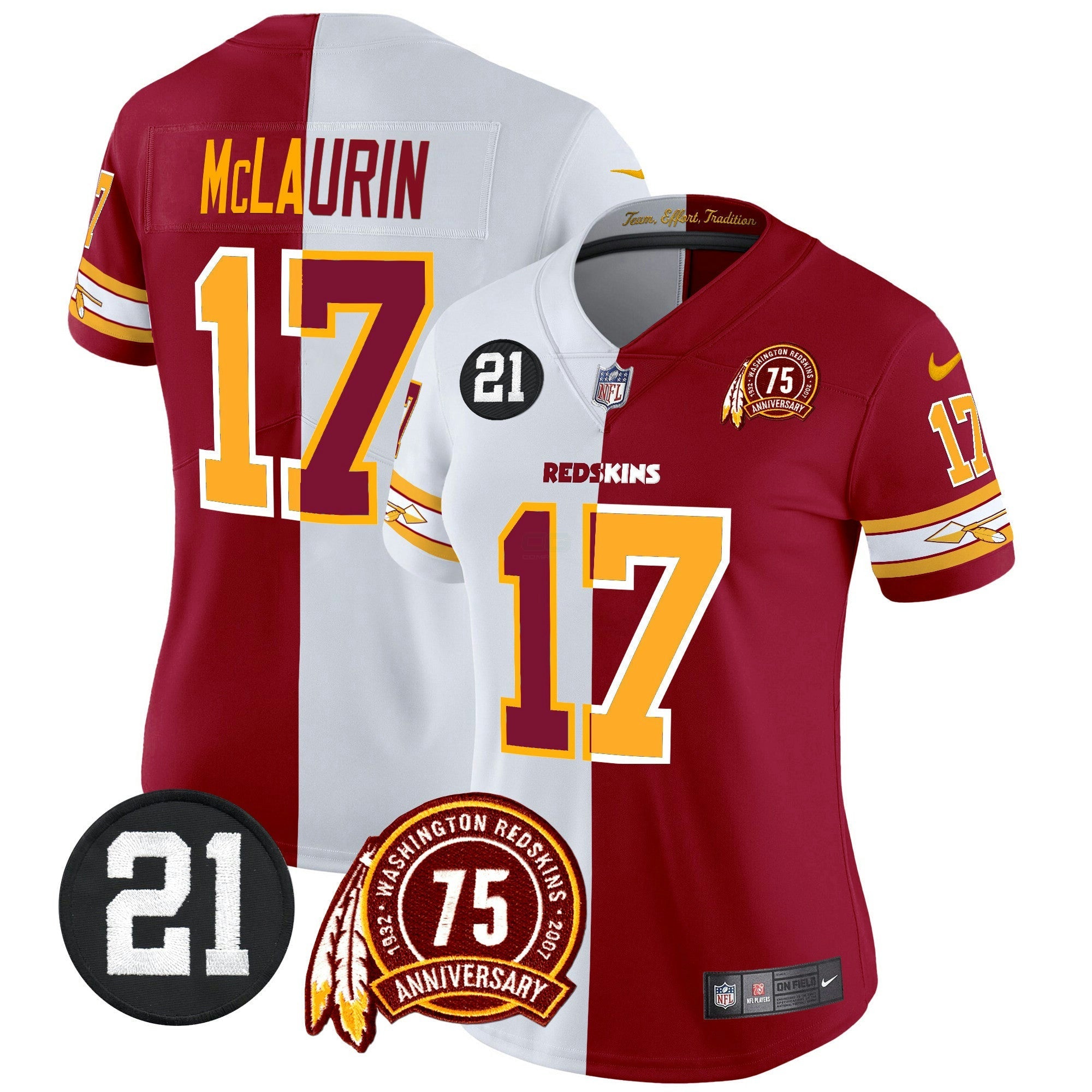 Camisa NFL Women’s Washington Redskins 75th & Sean Taylor Patch Vapor Limited Jersey V2