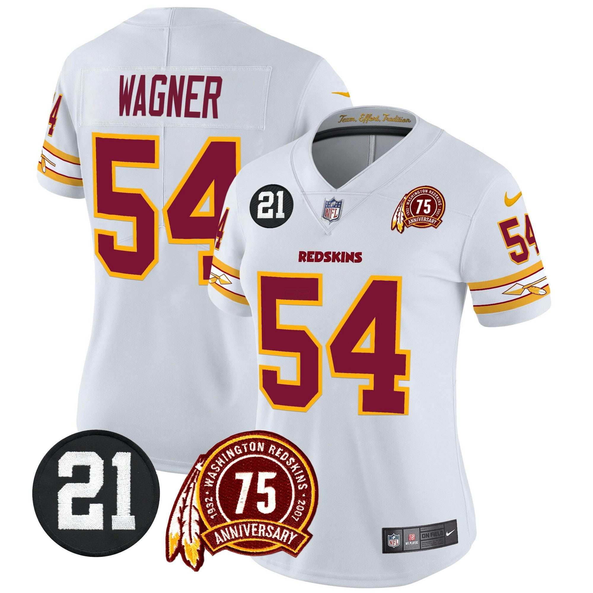 Camisa NFL Women’s Washington Redskins 75th & Sean Taylor Patch Vapor Limited Jersey V2