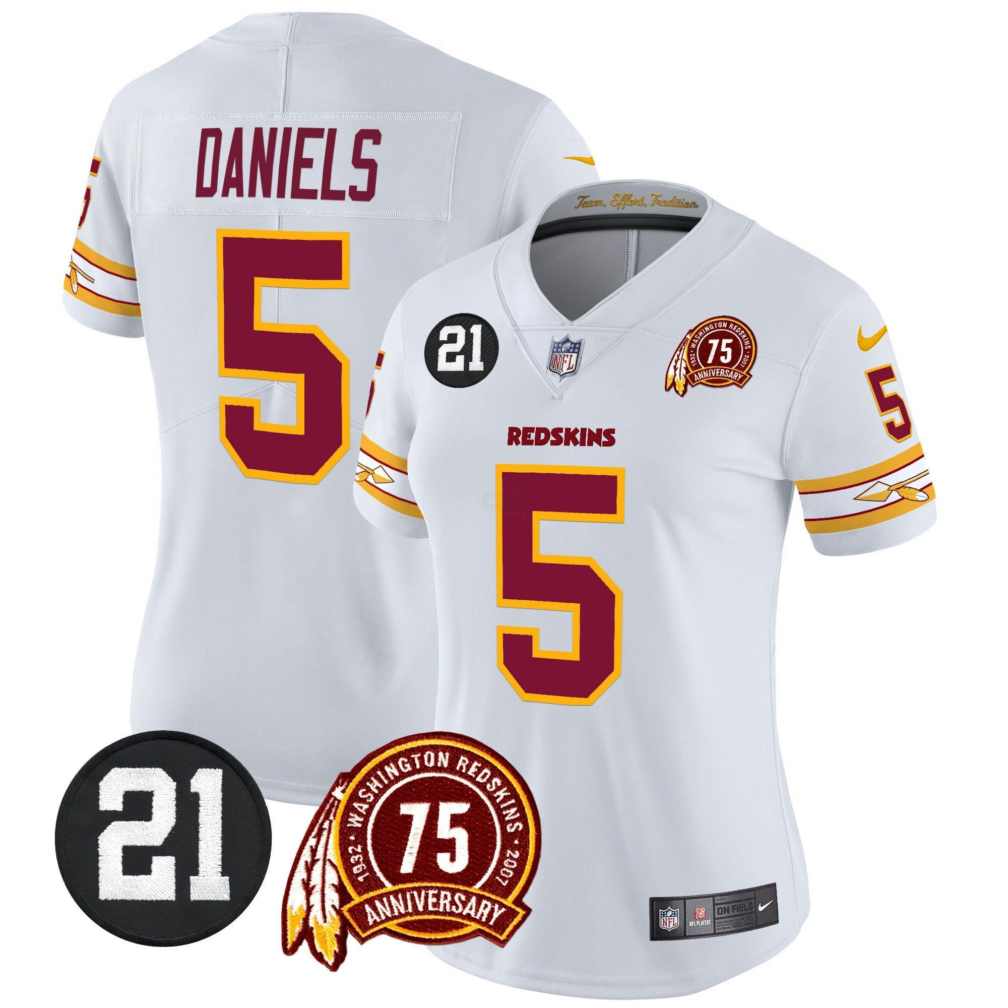 Camisa NFL Women’s Washington Redskins 75th & Sean Taylor Patch Vapor Limited Jersey V2