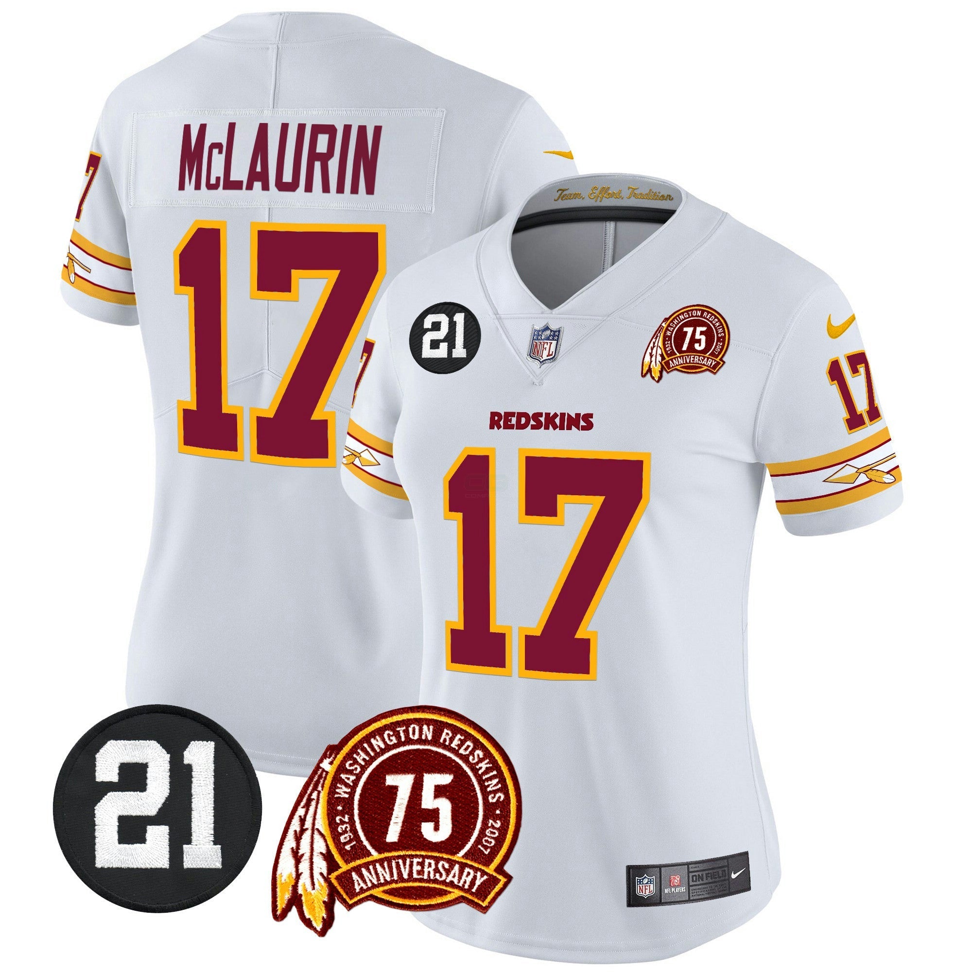 Camisa NFL Women’s Washington Redskins 75th & Sean Taylor Patch Vapor Limited Jersey V2