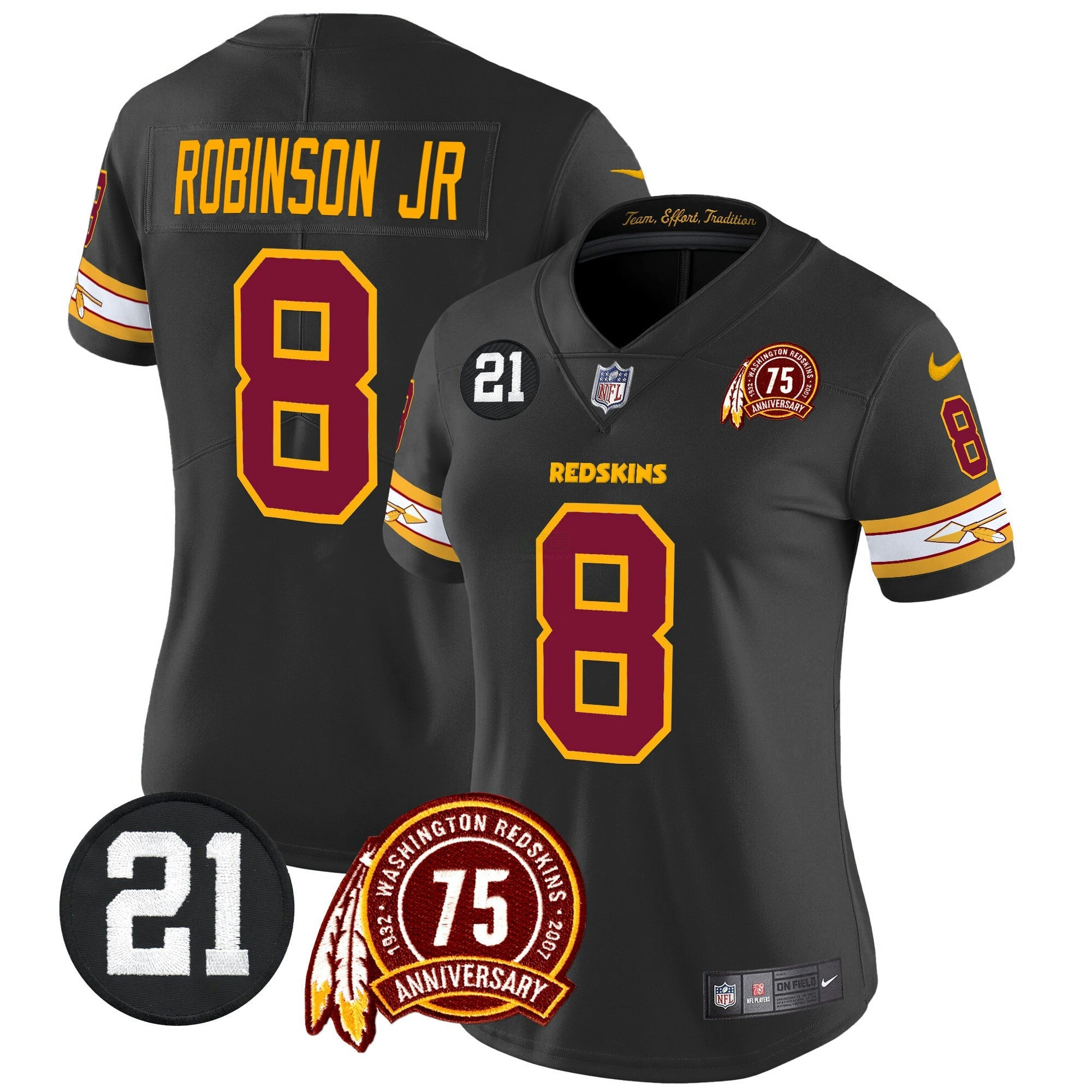 Camisa NFL Women’s Washington Redskins 75th & Sean Taylor Patch Vapor Limited Jersey V2