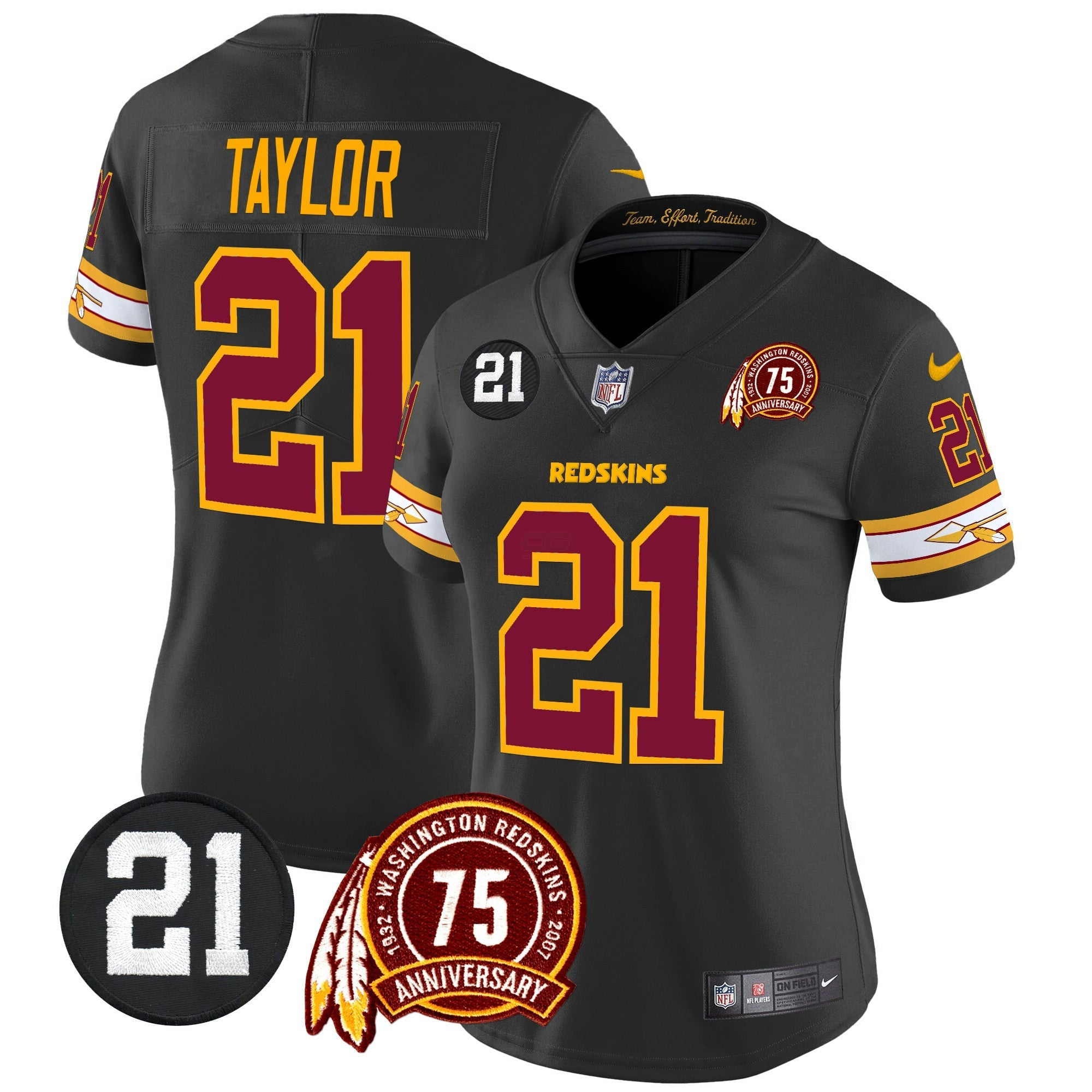 Camisa NFL Women’s Washington Redskins 75th & Sean Taylor Patch Vapor Limited Jersey V2