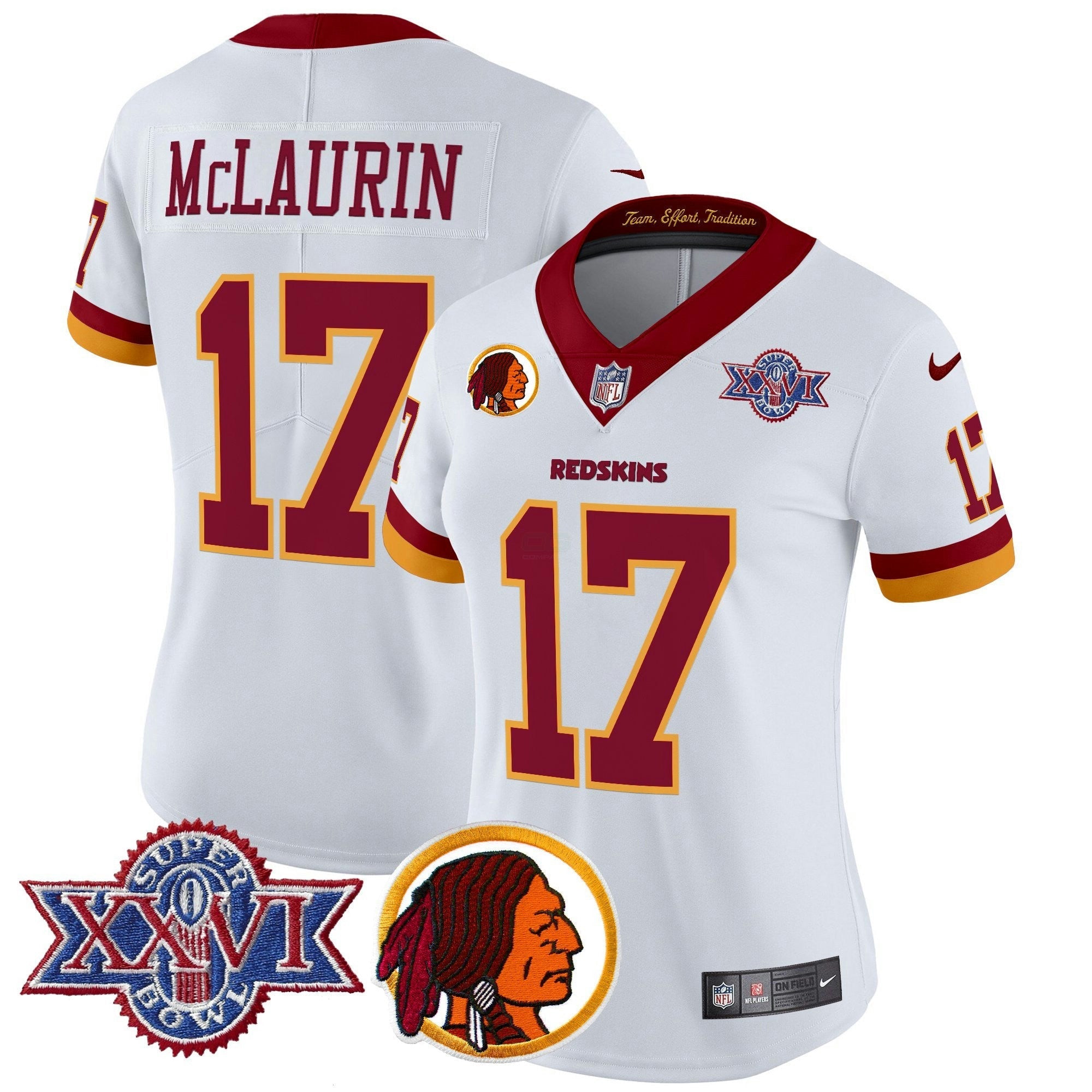 Camisa NFL Women’s Washington Redskins Throwback 1992 Super Bowl XXVI Patch Vapor Limited Jersey V2