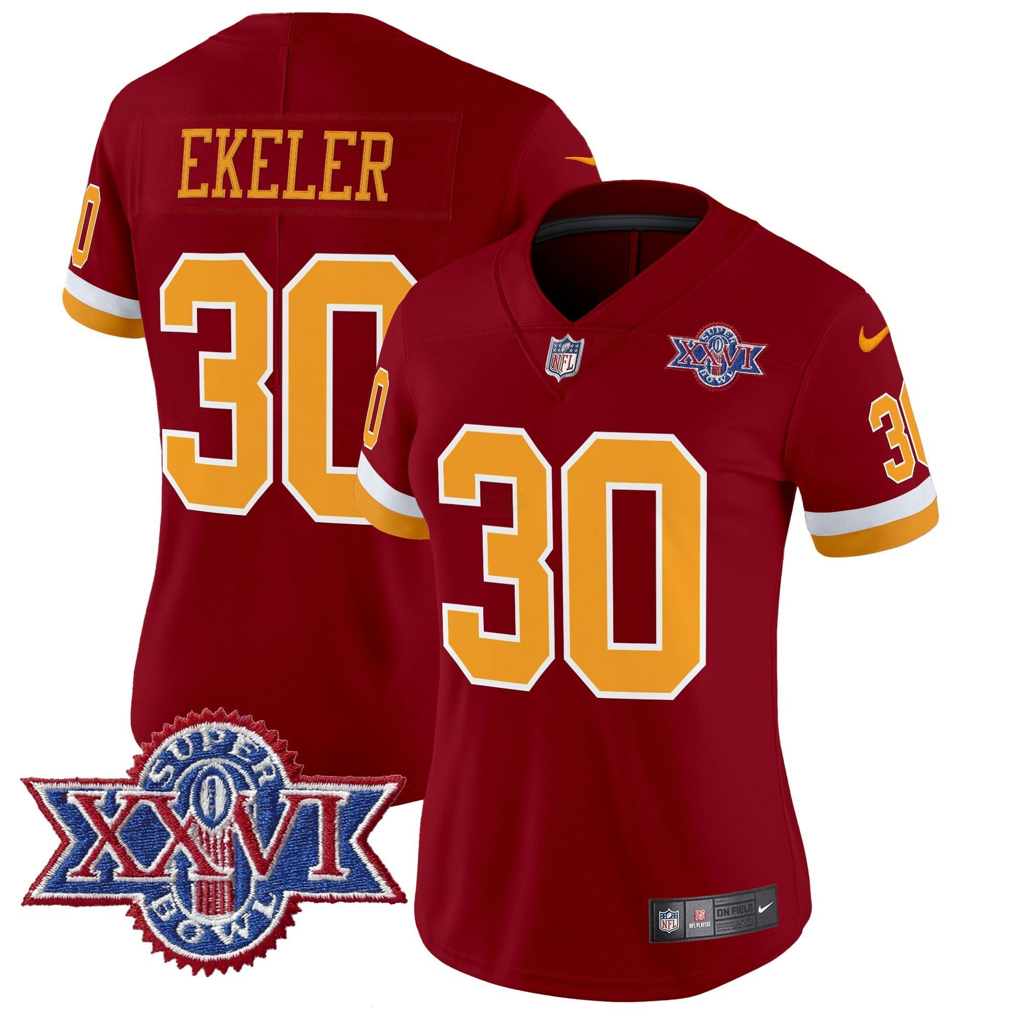 Camisa NFL Women’s Washington Redskins Throwback 1992 Super Bowl XXVI Patch Vapor Limited Jersey