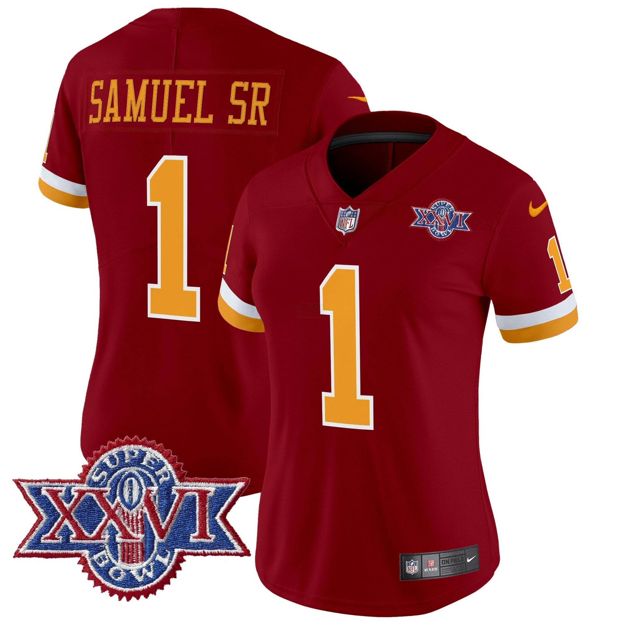 Camisa NFL Women’s Washington Redskins Throwback 1992 Super Bowl XXVI Patch Vapor Limited Jersey