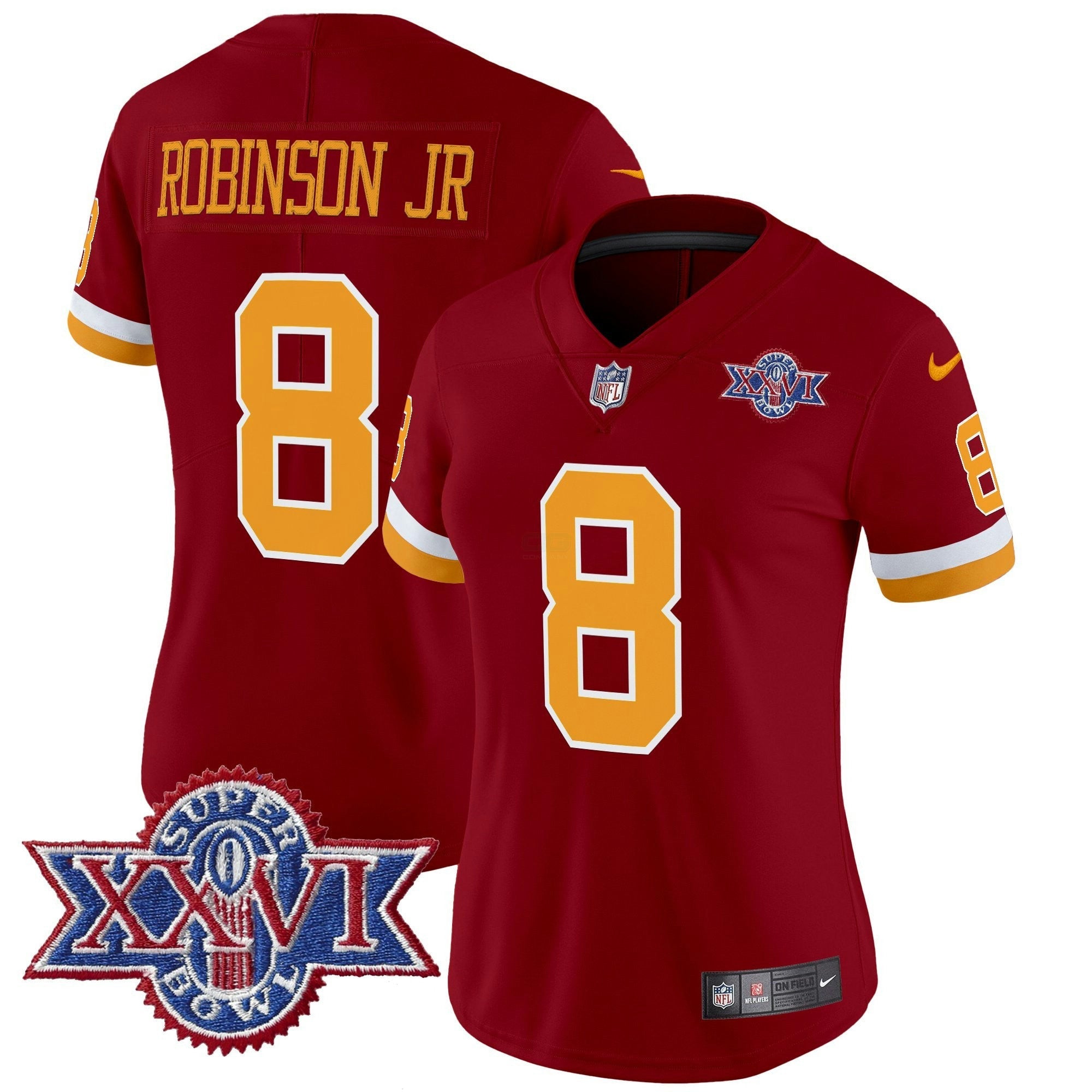 Camisa NFL Women’s Washington Redskins Throwback 1992 Super Bowl XXVI Patch Vapor Limited Jersey