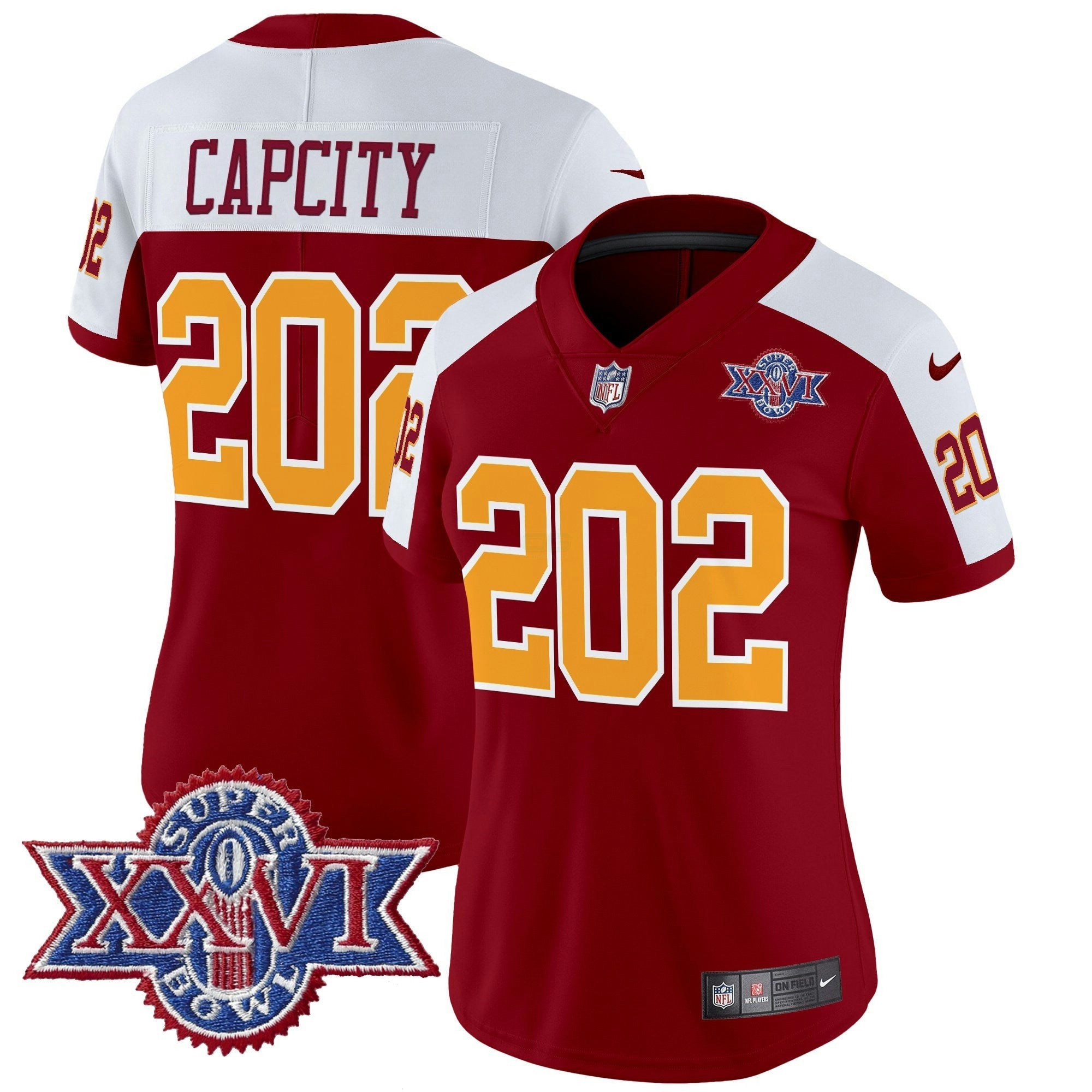 Camisa NFL Women’s Washington Redskins Throwback 1992 Super Bowl XXVI Patch Vapor Limited Jersey