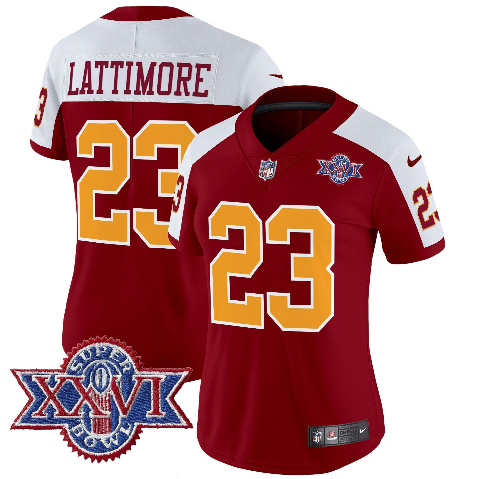 Camisa NFL Women’s Washington Redskins Throwback 1992 Super Bowl XXVI Patch Vapor Limited Jersey