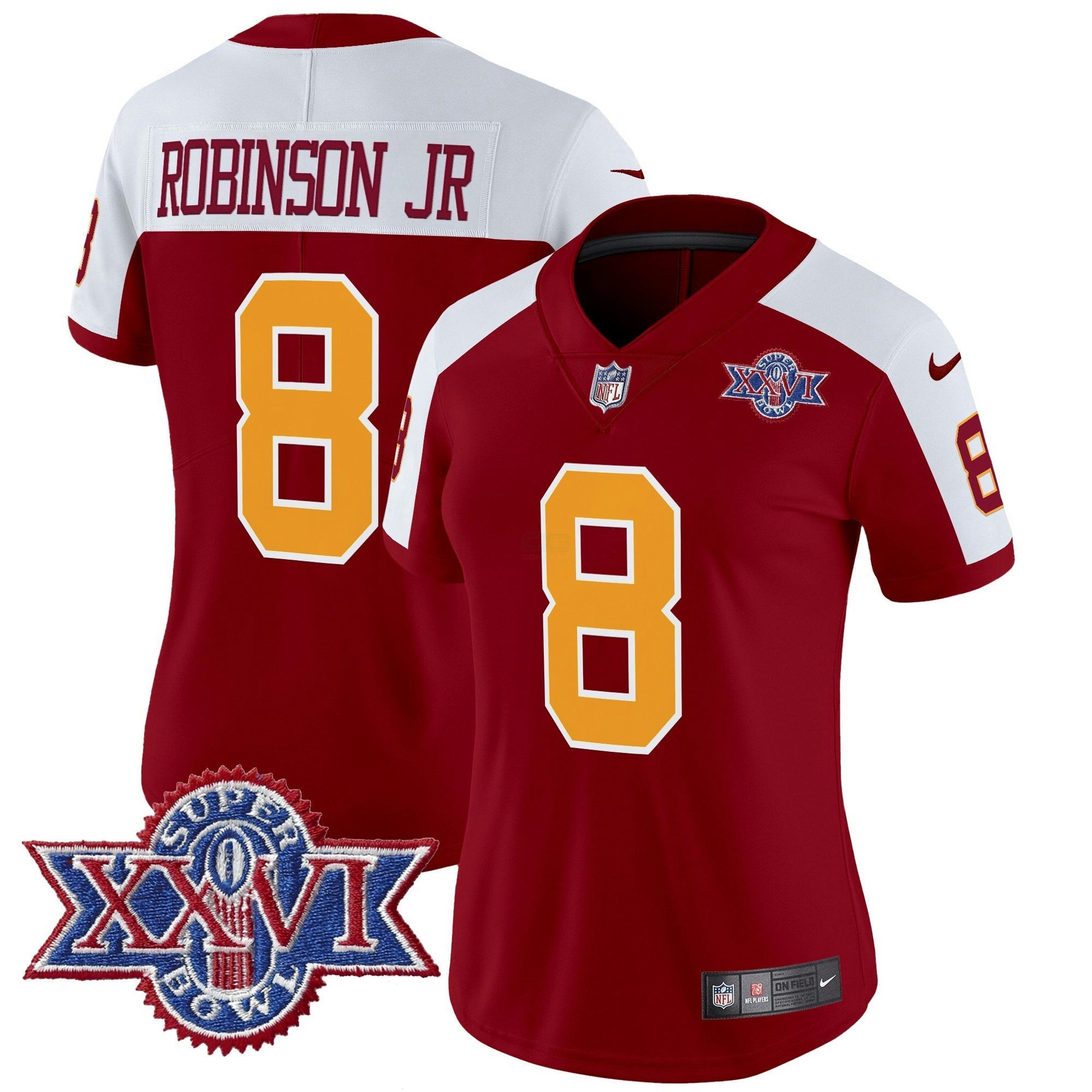 Camisa NFL Women’s Washington Redskins Throwback 1992 Super Bowl XXVI Patch Vapor Limited Jersey