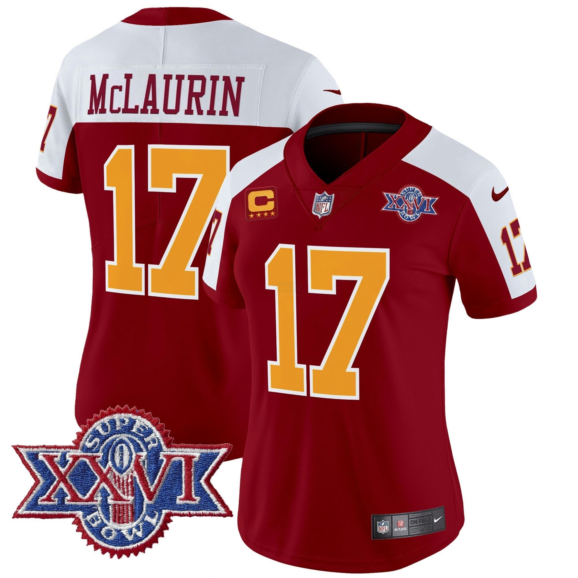 Camisa NFL Women’s Washington Redskins Throwback 1992 Super Bowl XXVI Patch Vapor Limited Jersey