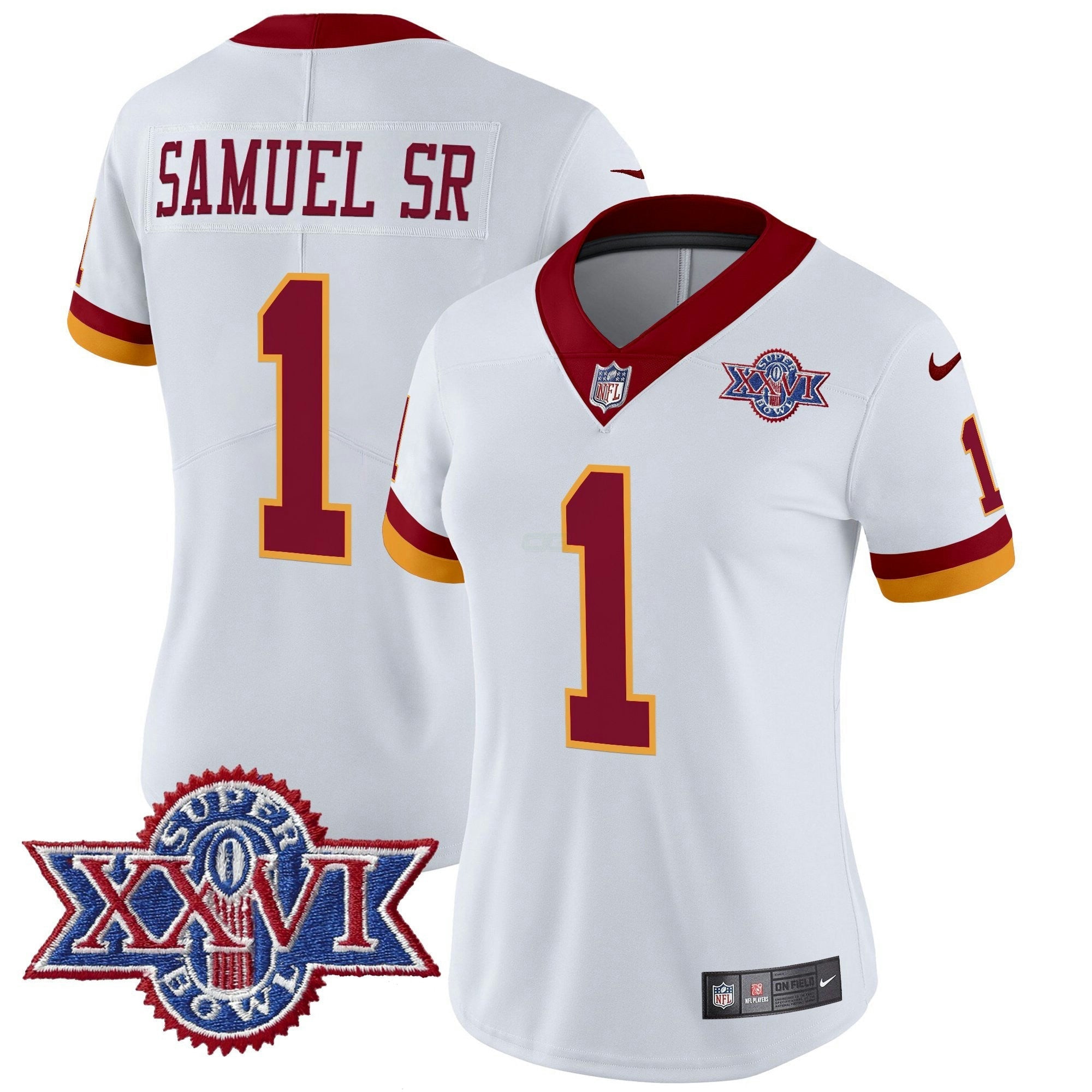 Camisa NFL Women’s Washington Redskins Throwback 1992 Super Bowl XXVI Patch Vapor Limited Jersey