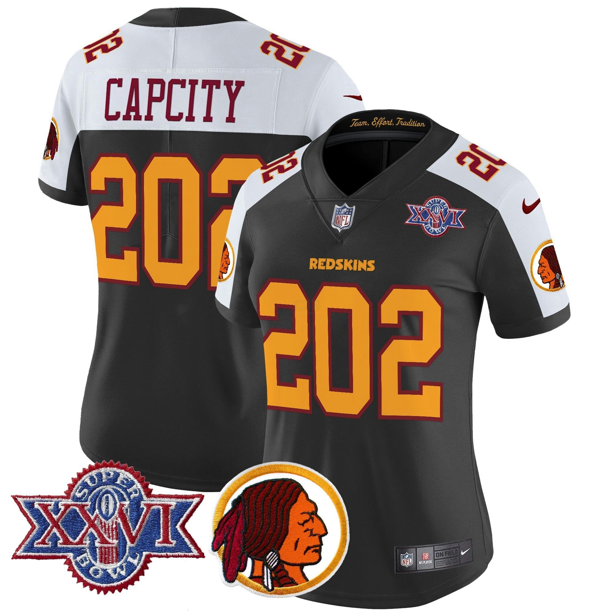 Camisa NFL Women’s Washington Redskins Throwback 1992 Super Bowl XXVI Patch Vapor Limited Jersey V2