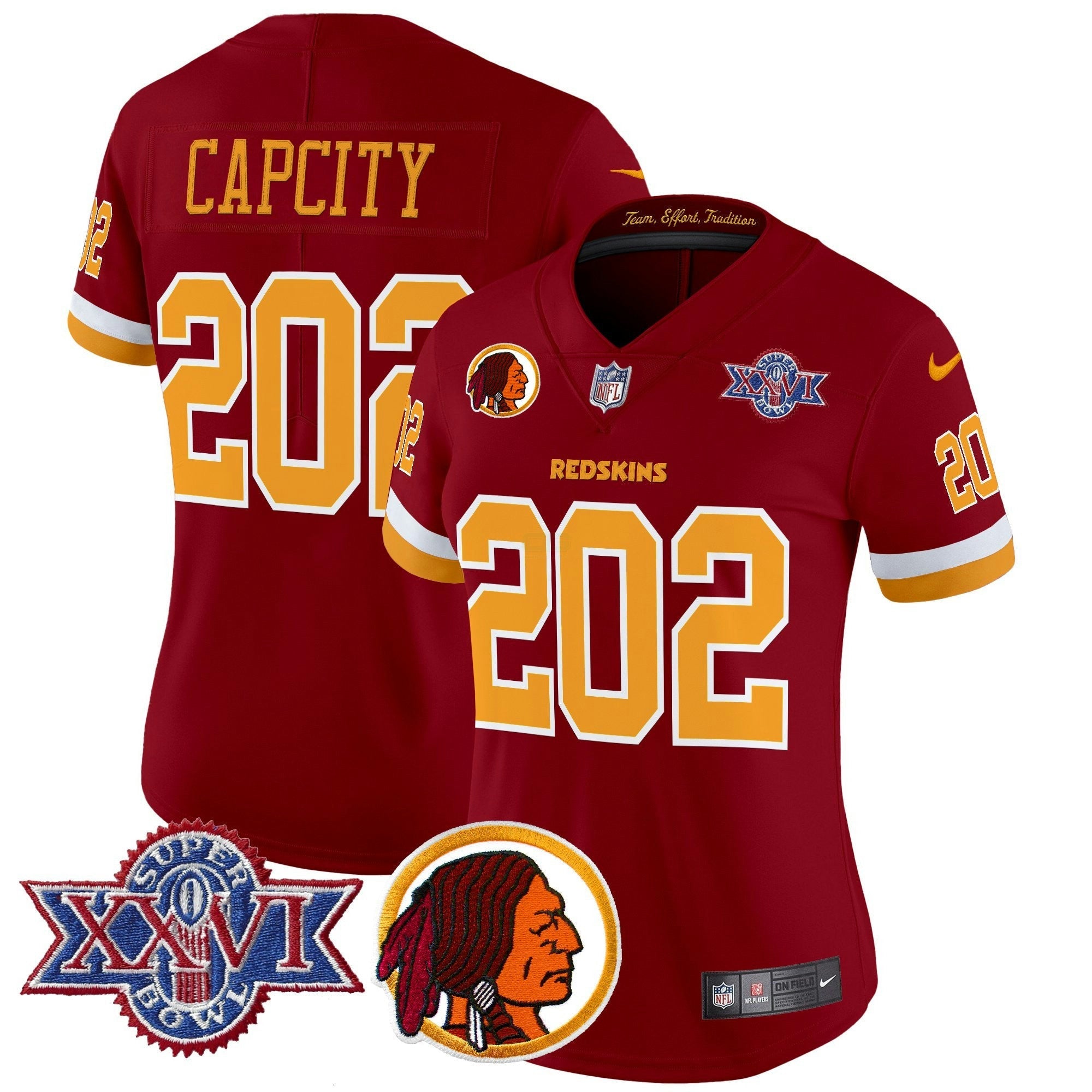 Camisa NFL Women’s Washington Redskins Throwback 1992 Super Bowl XXVI Patch Vapor Limited Jersey V2
