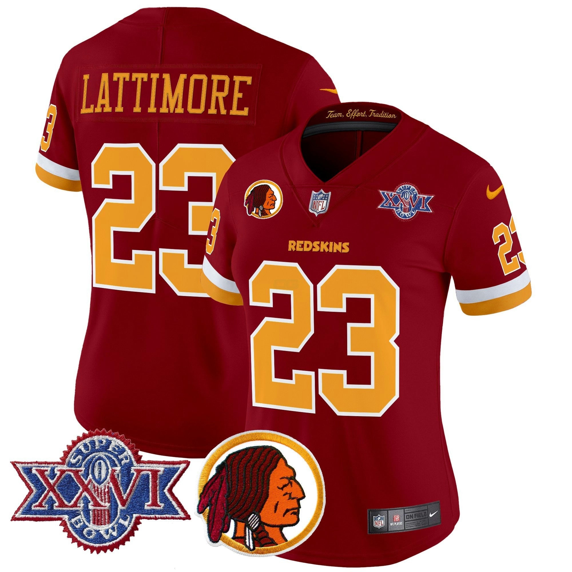 Camisa NFL Women’s Washington Redskins Throwback 1992 Super Bowl XXVI Patch Vapor Limited Jersey V2