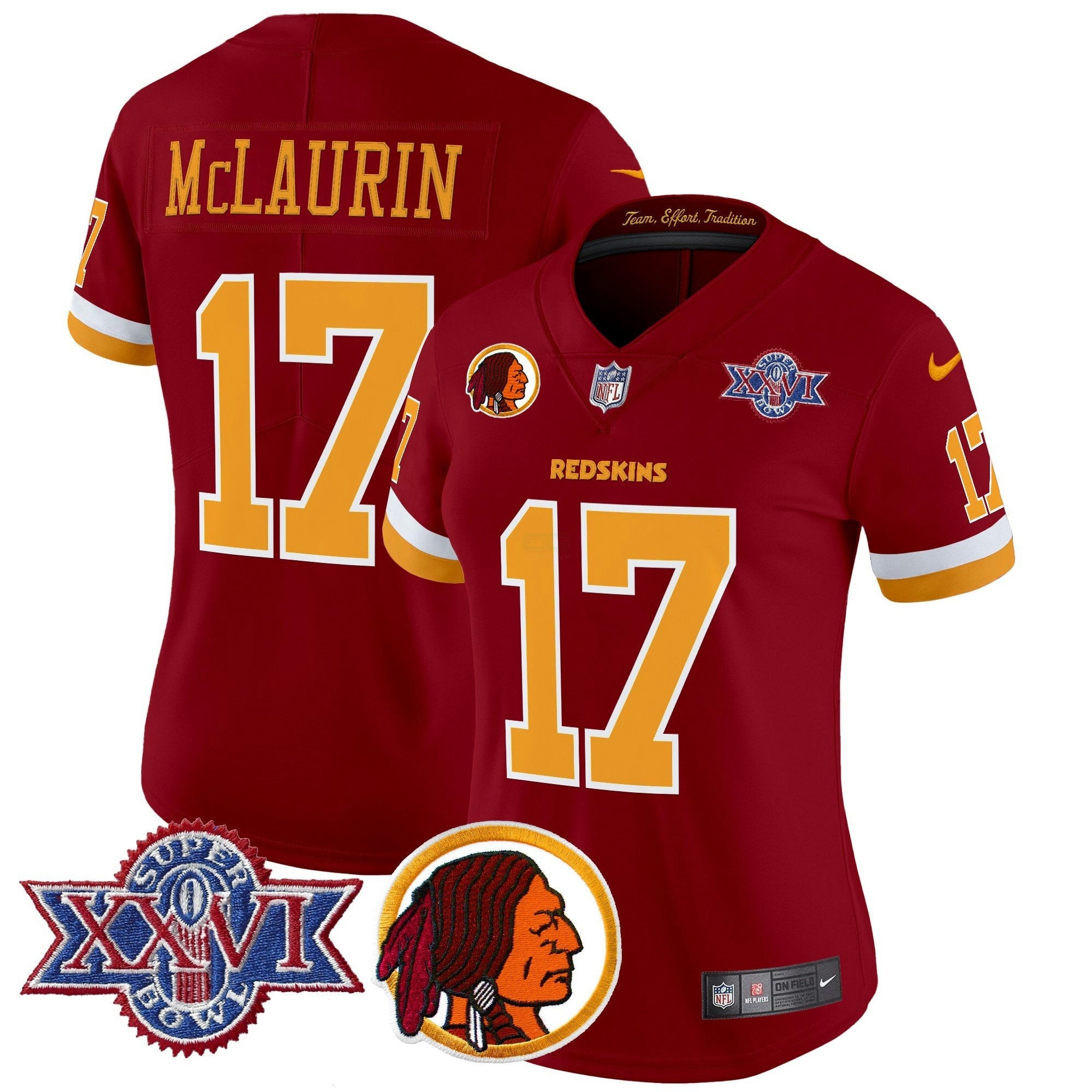 Camisa NFL Women’s Washington Redskins Throwback 1992 Super Bowl XXVI Patch Vapor Limited Jersey V2