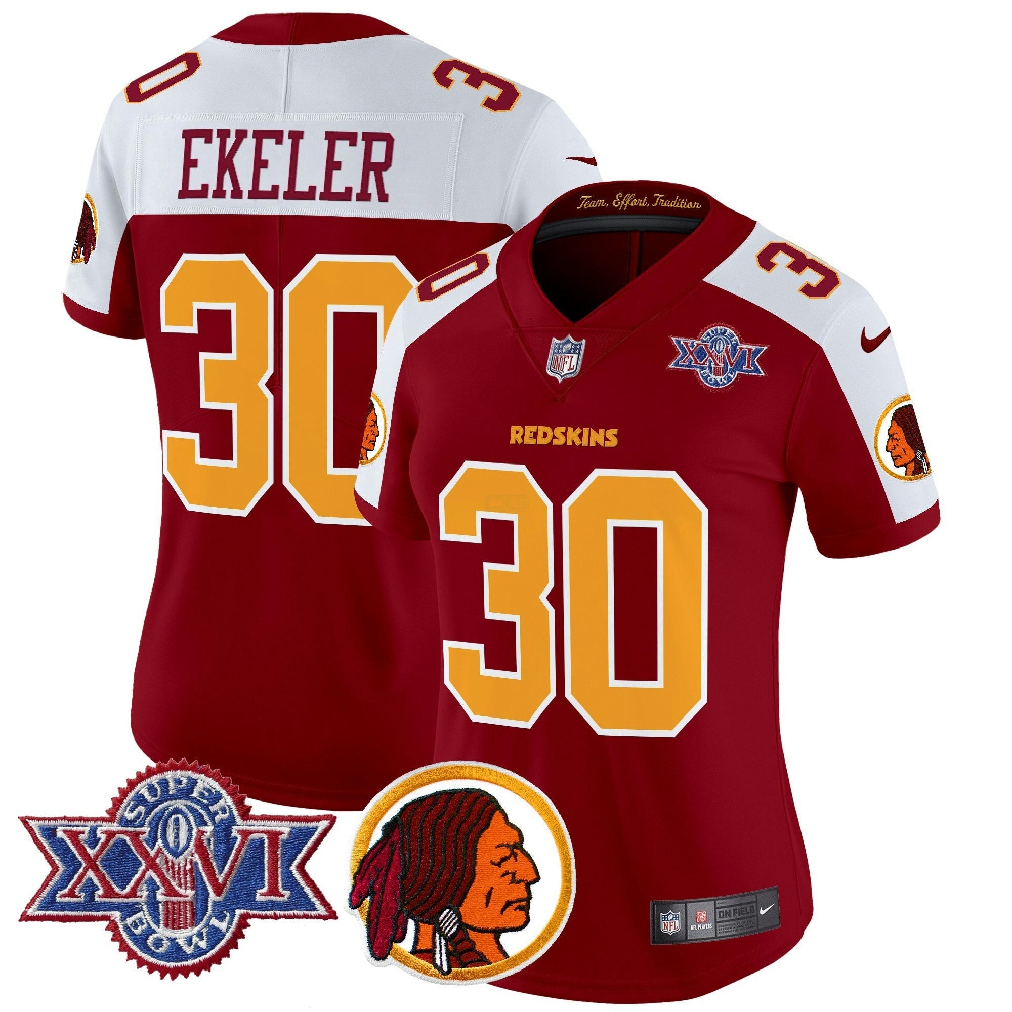 Camisa NFL Women’s Washington Redskins Throwback 1992 Super Bowl XXVI Patch Vapor Limited Jersey V2