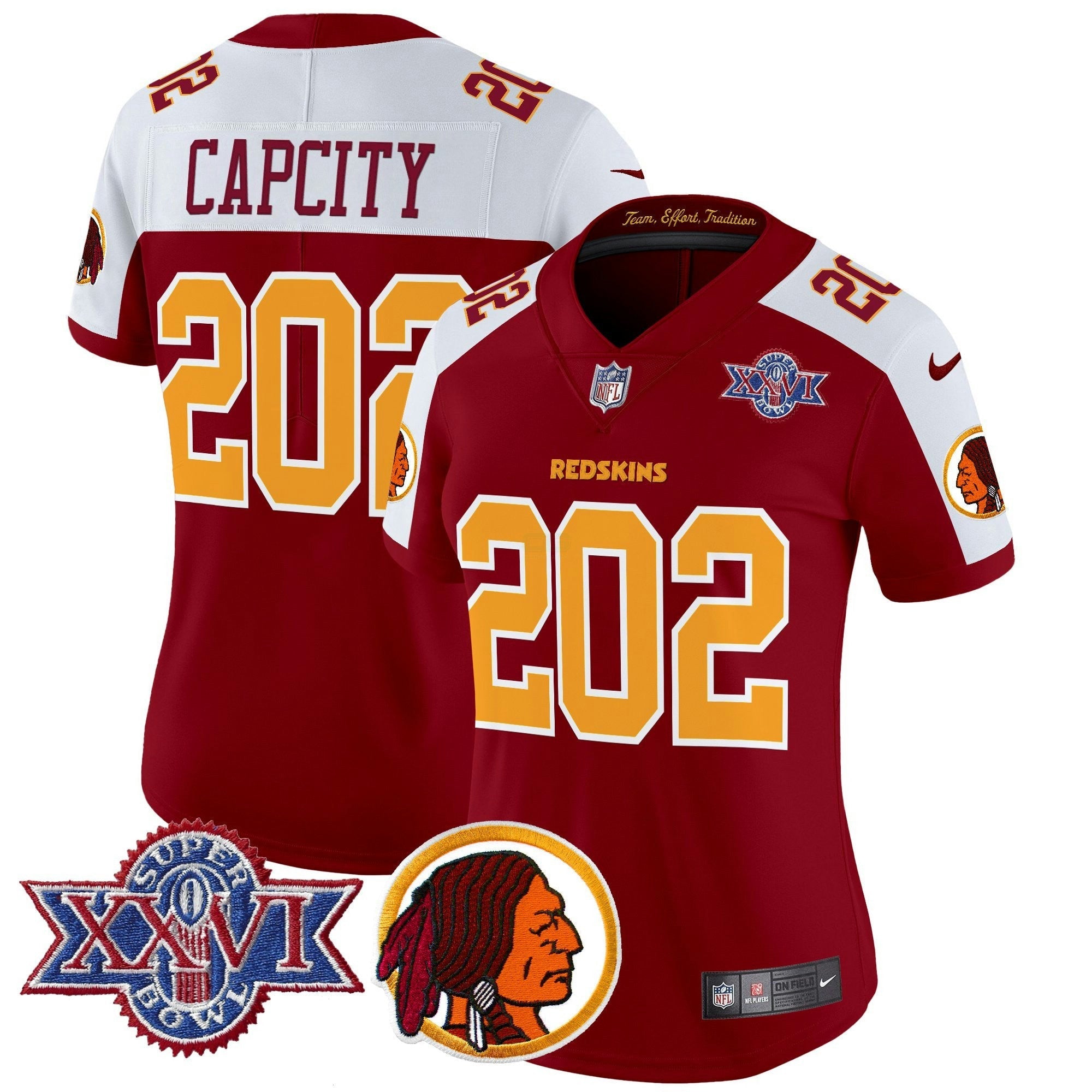 Camisa NFL Women’s Washington Redskins Throwback 1992 Super Bowl XXVI Patch Vapor Limited Jersey V2