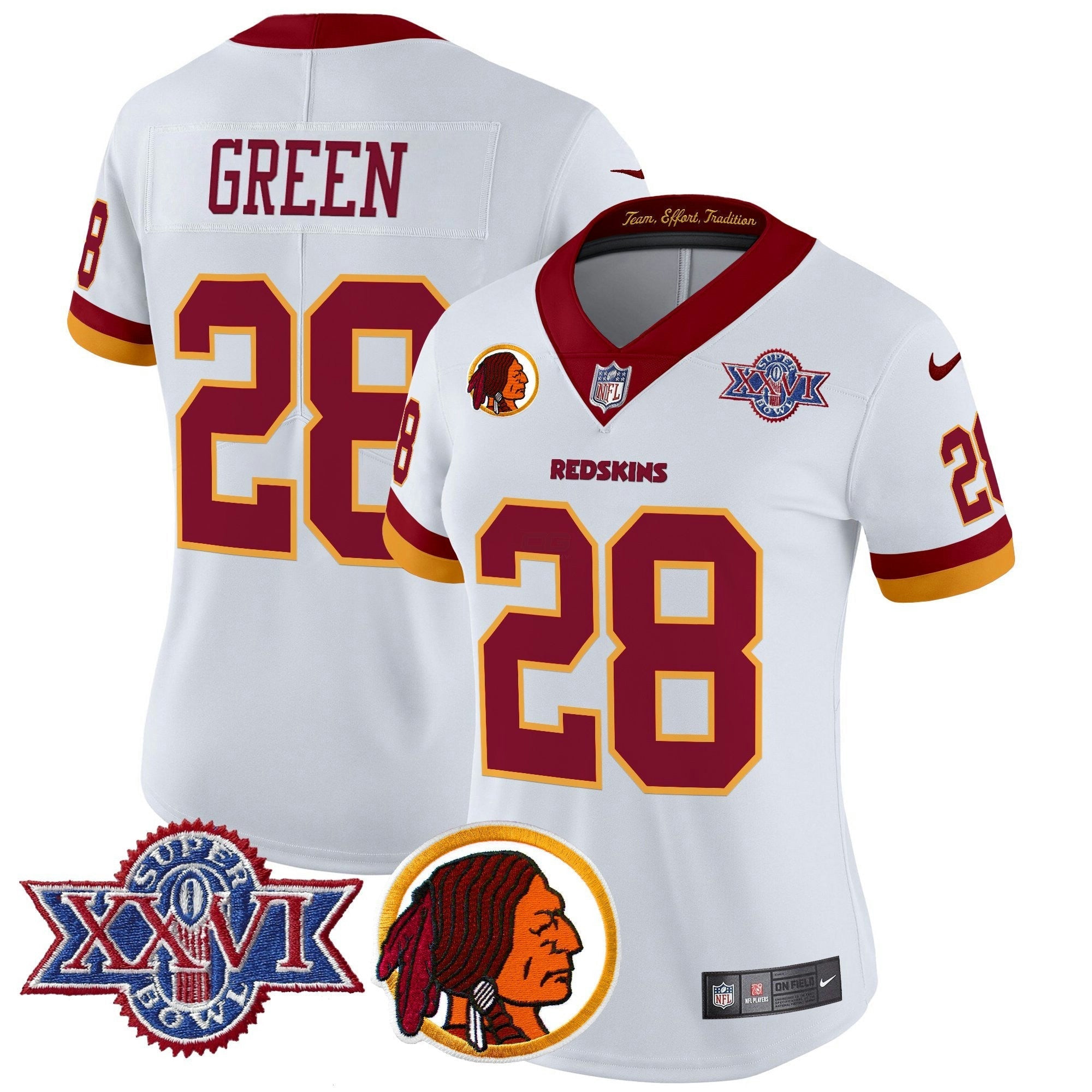 Camisa NFL Women’s Washington Redskins Throwback 1992 Super Bowl XXVI Patch Vapor Limited Jersey V2