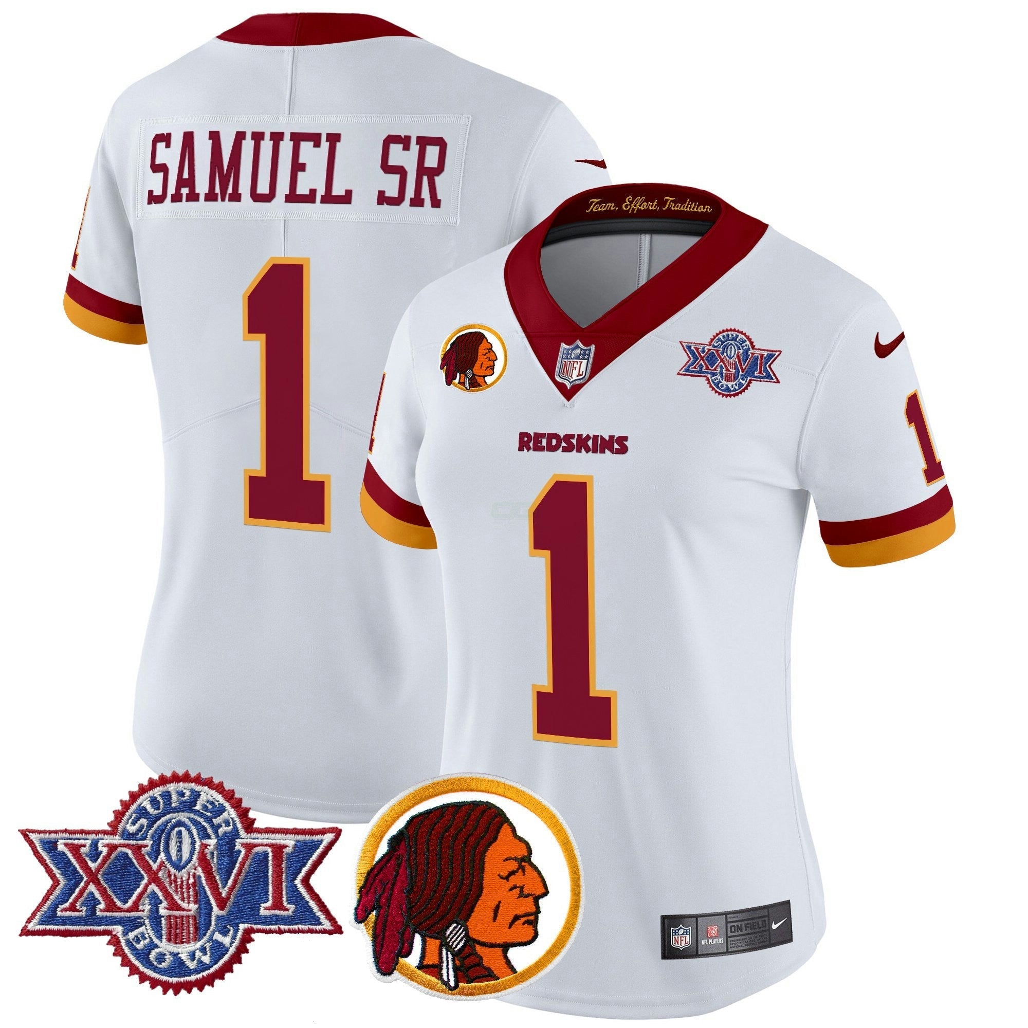 Camisa NFL Women’s Washington Redskins Throwback 1992 Super Bowl XXVI Patch Vapor Limited Jersey V2
