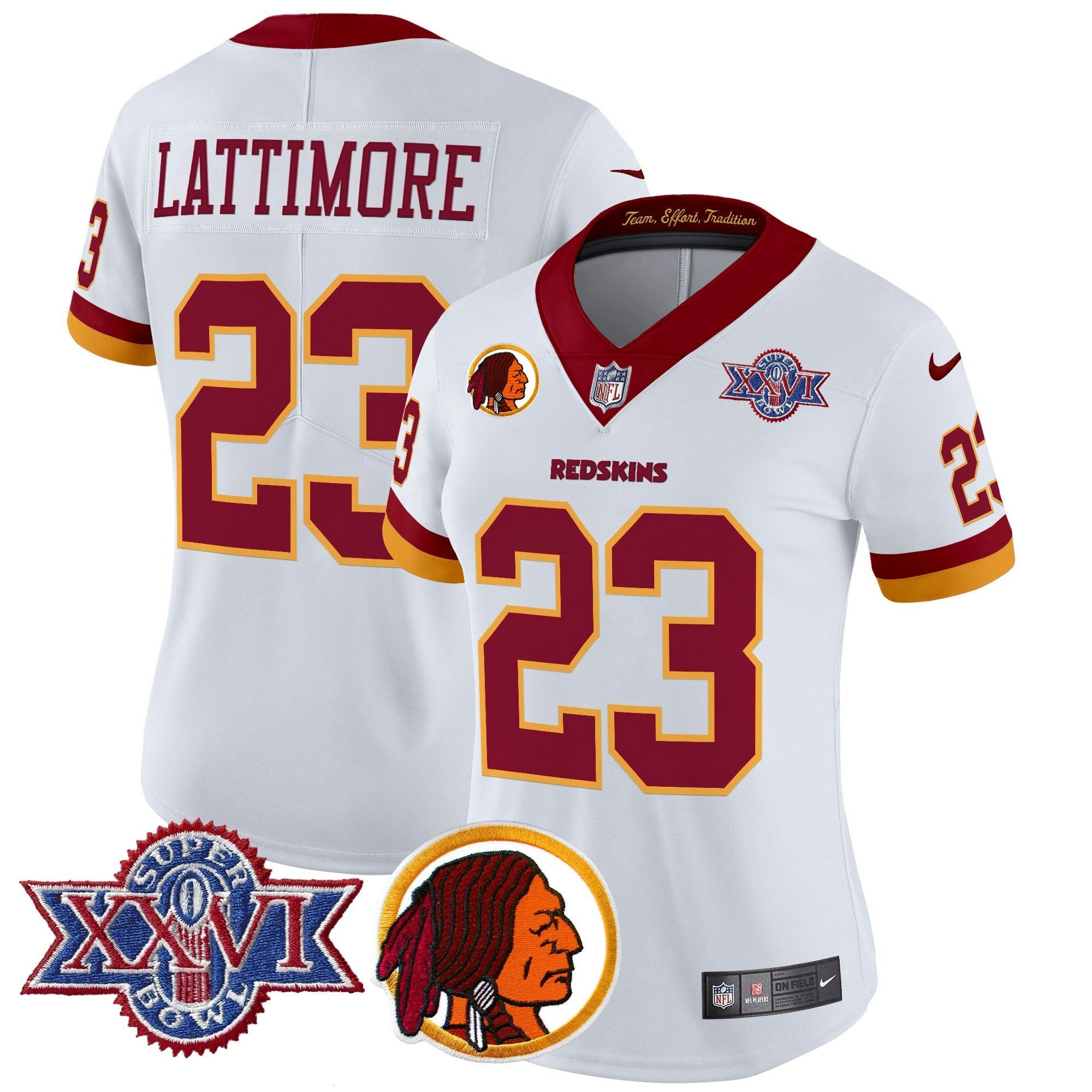 Camisa NFL Women’s Washington Redskins Throwback 1992 Super Bowl XXVI Patch Vapor Limited Jersey V2