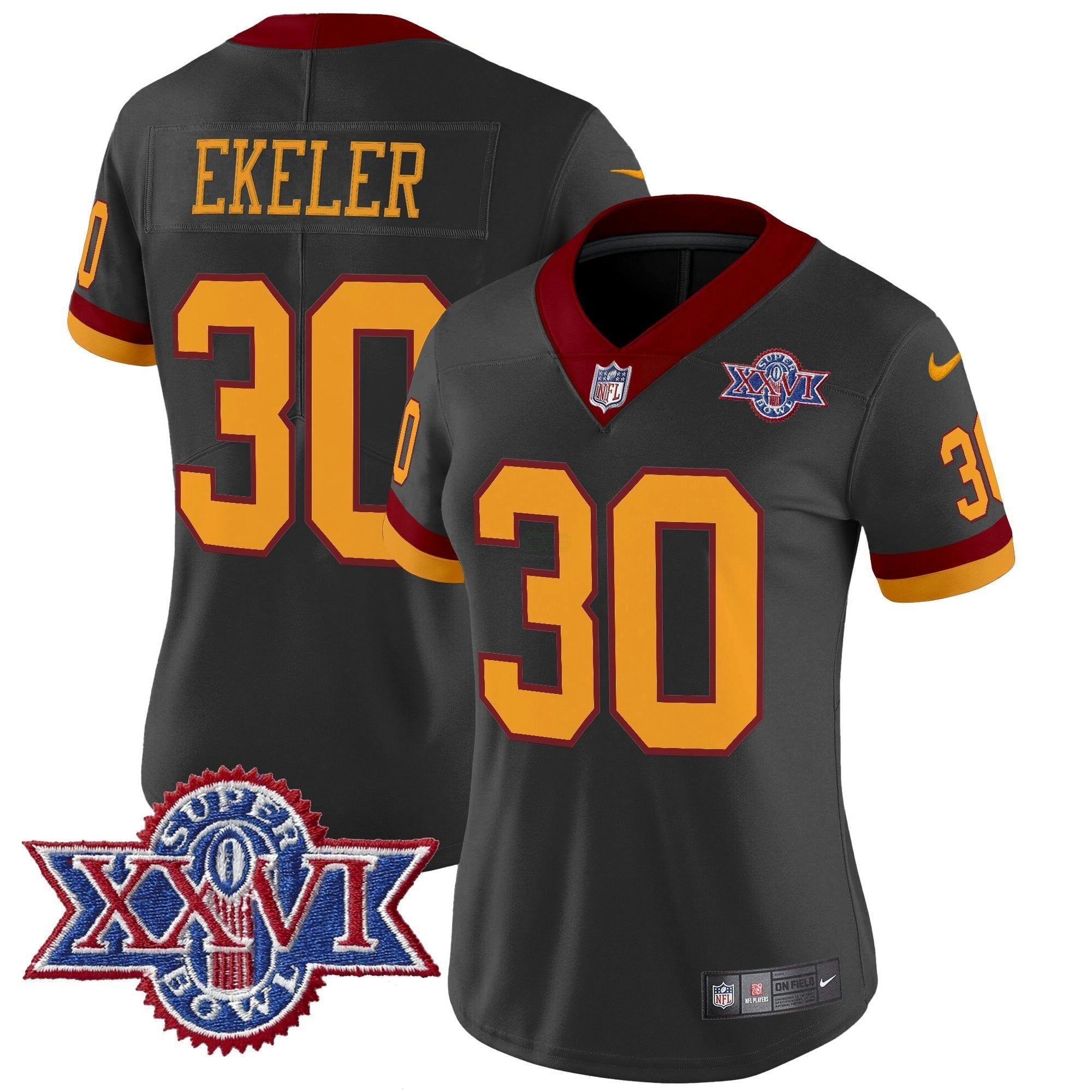 Camisa NFL Women’s Washington Redskins Throwback 1992 Super Bowl XXVI Patch Vapor Limited Jersey
