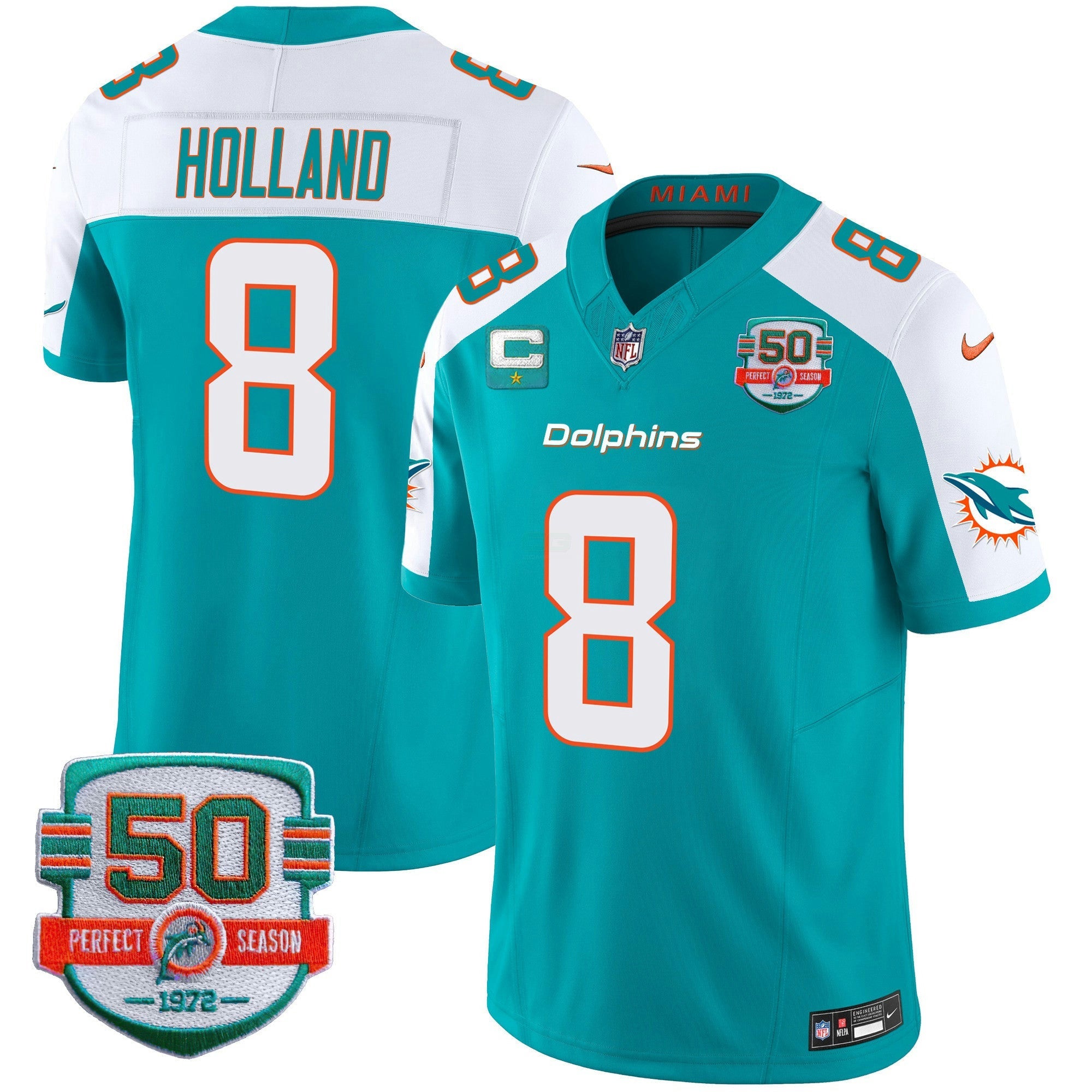Camisa NFL Youth’s 50th 1972 Perfect Season Patch Vapor Jersey