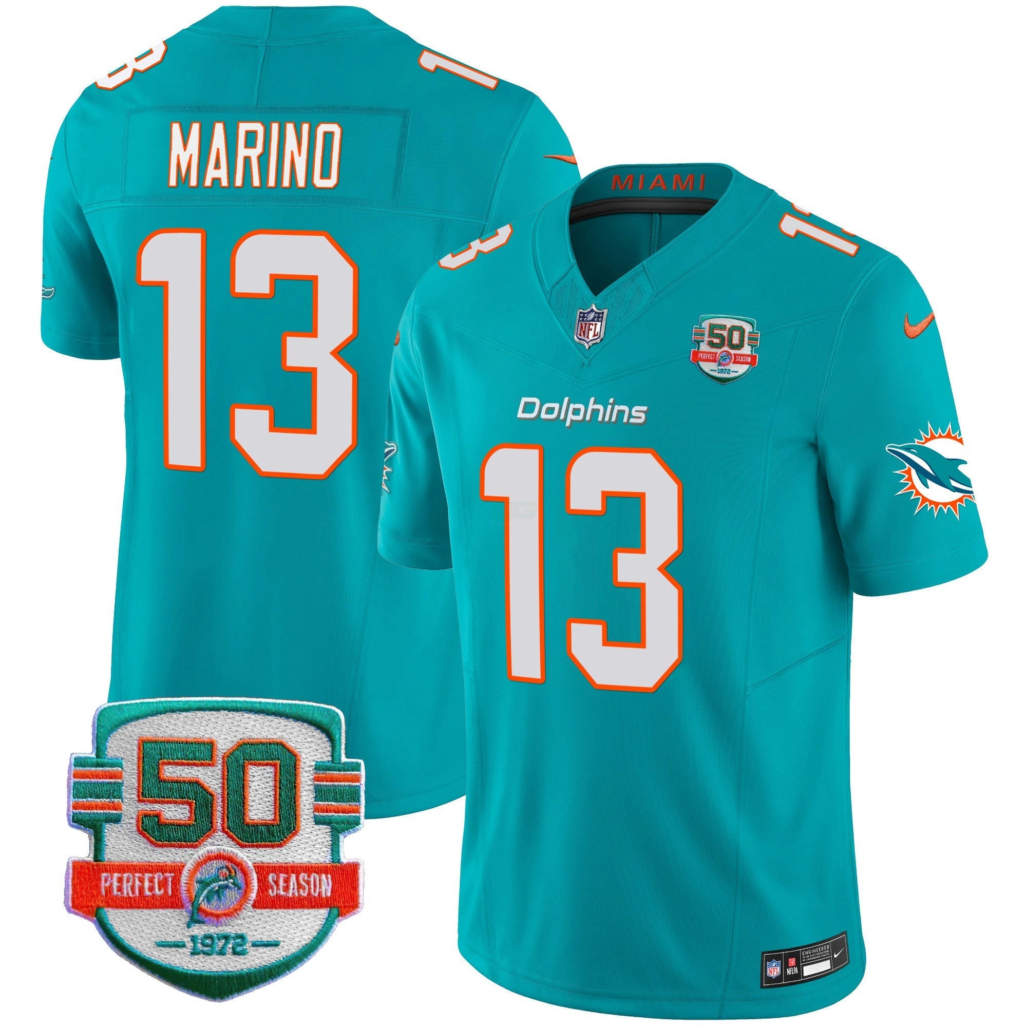 Camisa NFL Youth’s 50th 1972 Perfect Season Patch Vapor Jersey