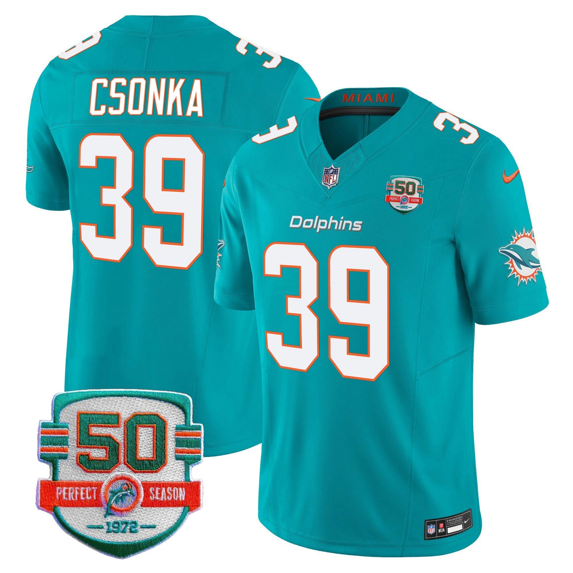 Camisa NFL Youth’s 50th 1972 Perfect Season Patch Vapor Jersey