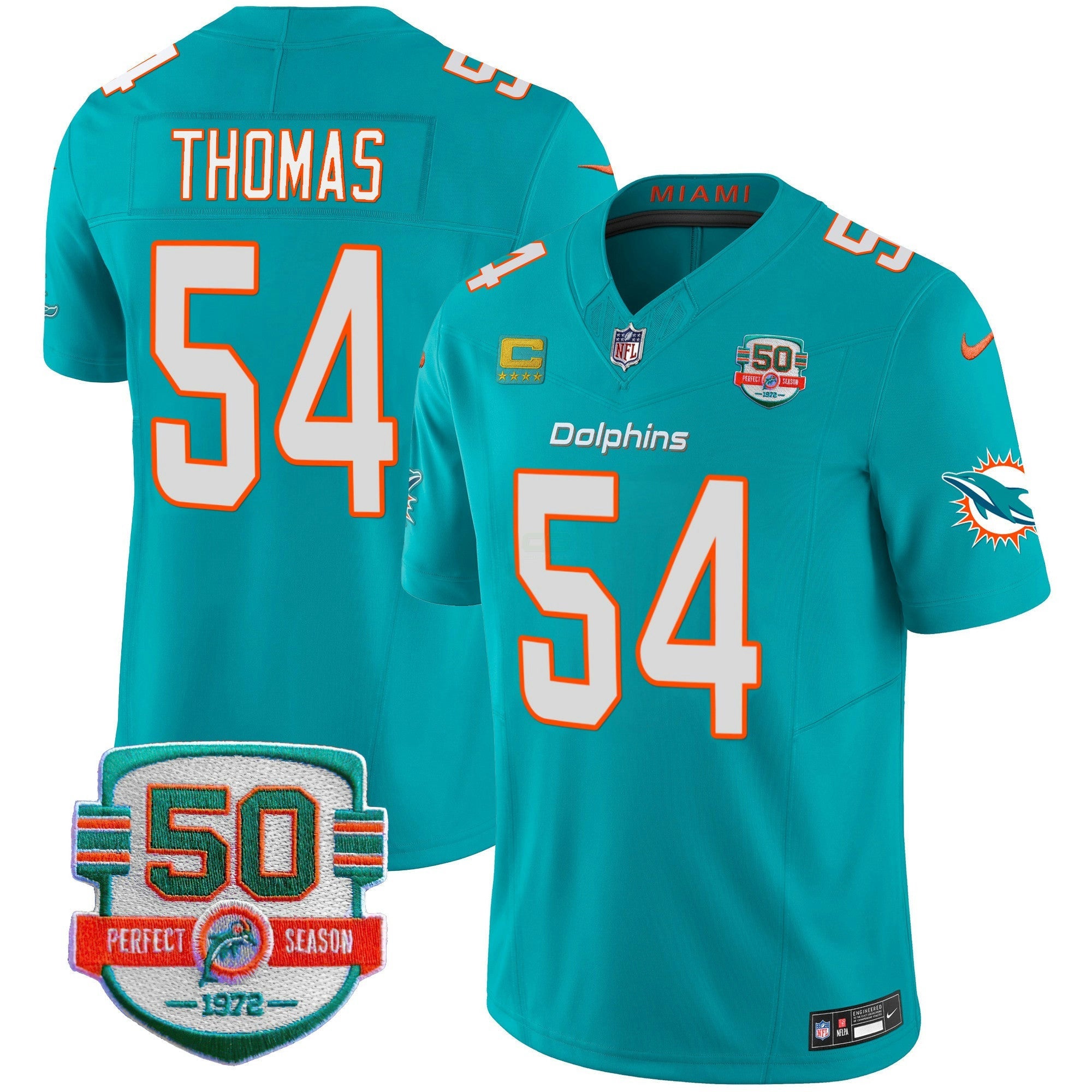 Camisa NFL Youth’s 50th 1972 Perfect Season Patch Vapor Jersey