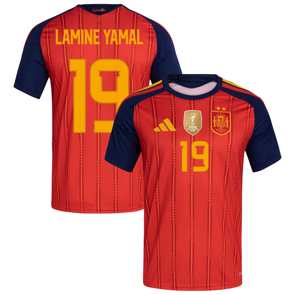 Jersey Lamine Yamal Seleção Espanha 2026 CAMPEÃ Torcedor Masculina - Vermelha