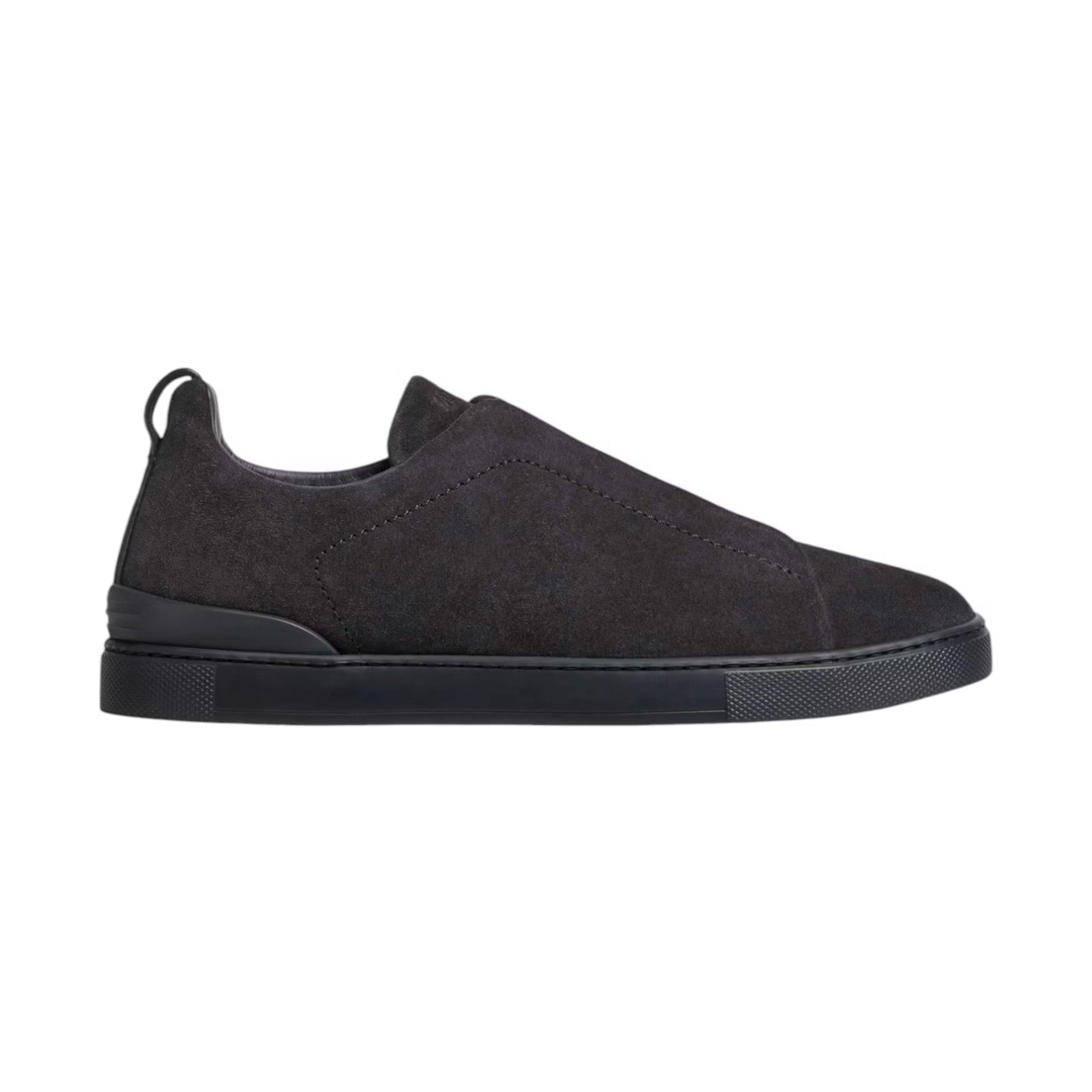 zegna suede triple stitch navy blue