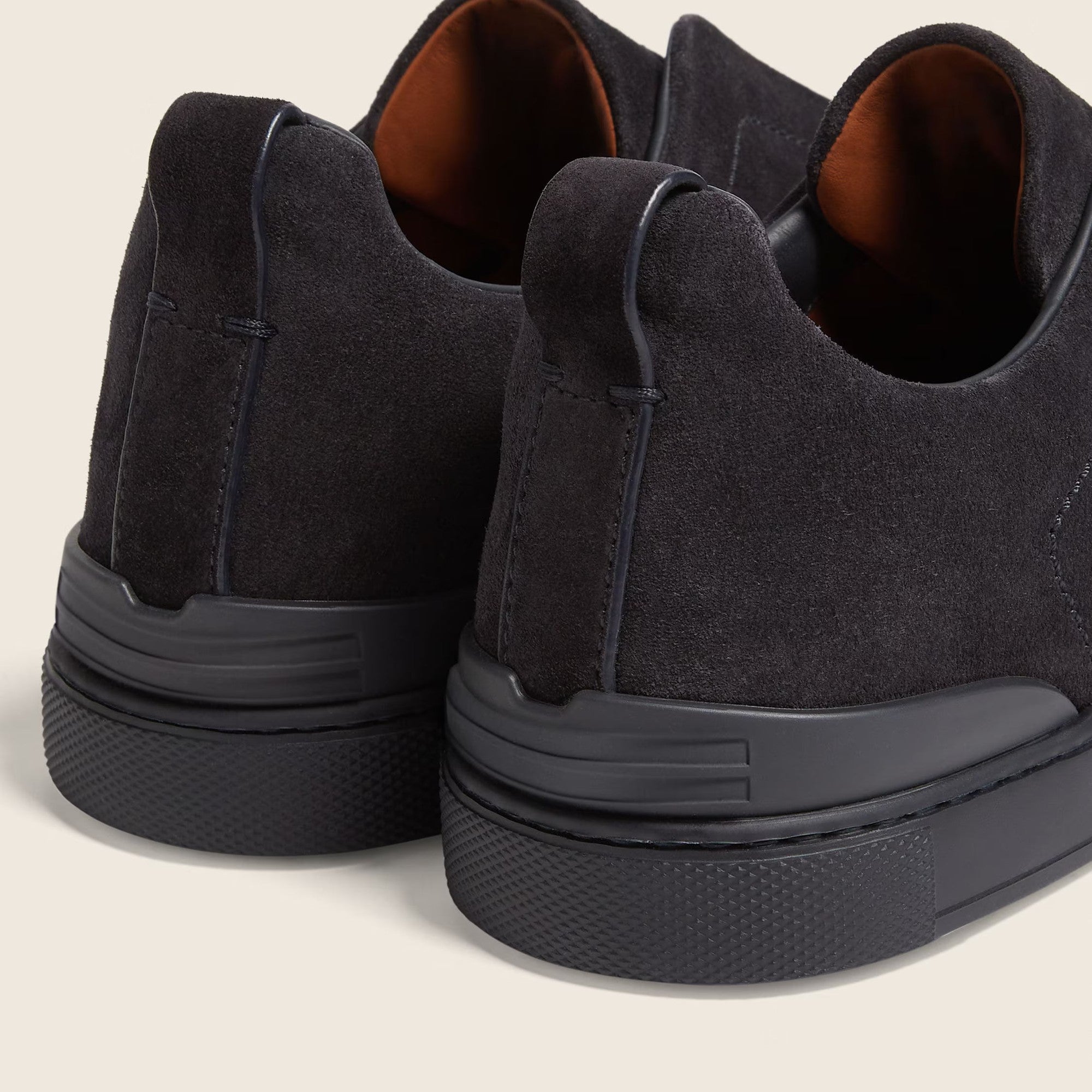 zegna suede triple stitch navy blue