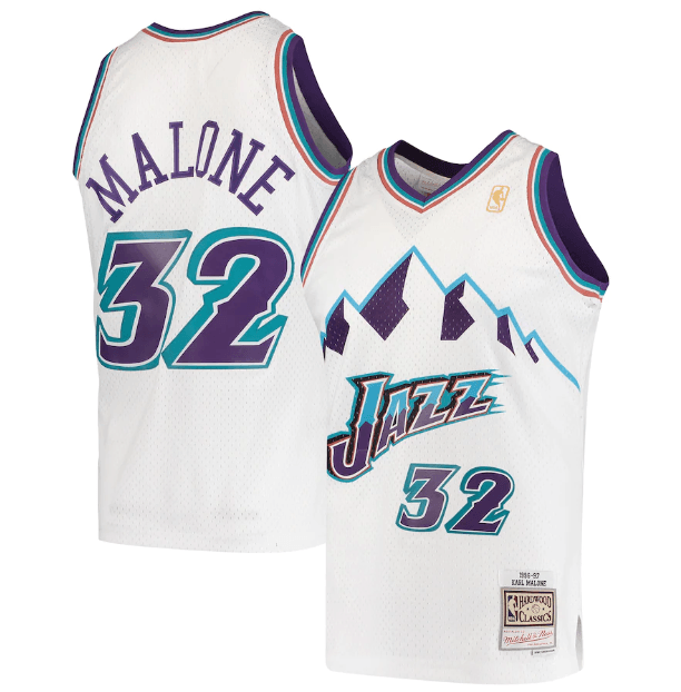 Regata Authentic Utah Jazz Mitchell & Ness Hardwood Classics 1996/97 Branca - OGJERSEYSHOP